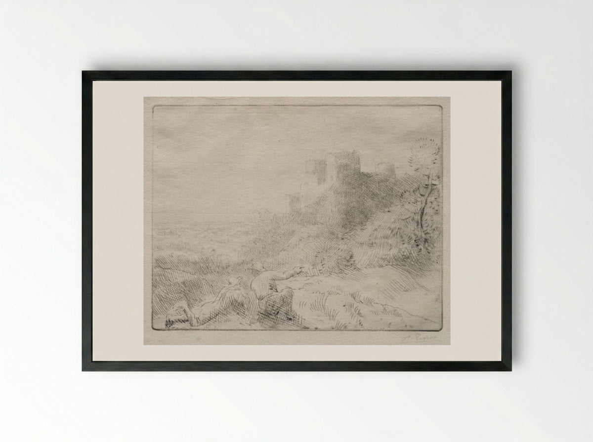 An Old Chateau - Alphonse Legros - Framed Print Black