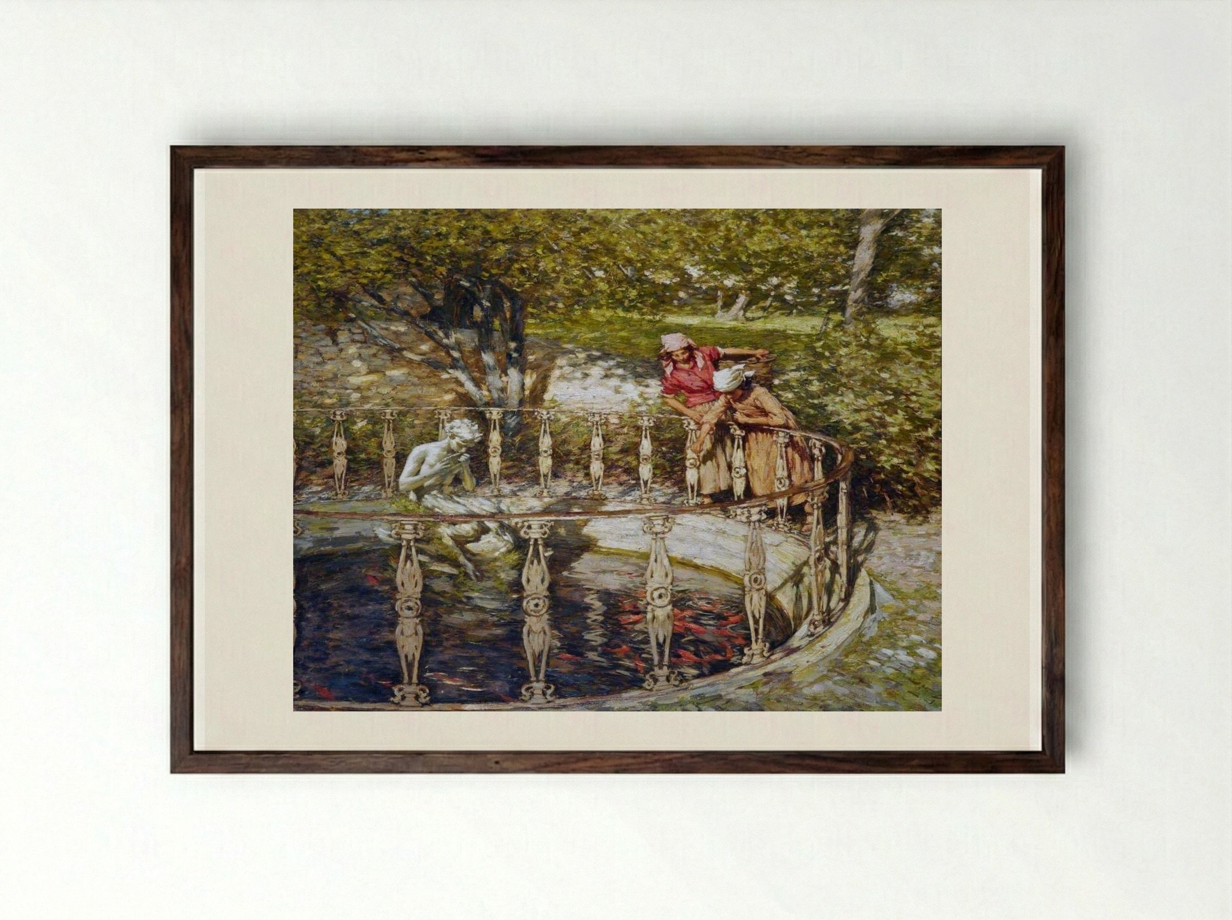 An Old Italian Garden - Henry Herbert La Thangue - Framed Print Dark Wood