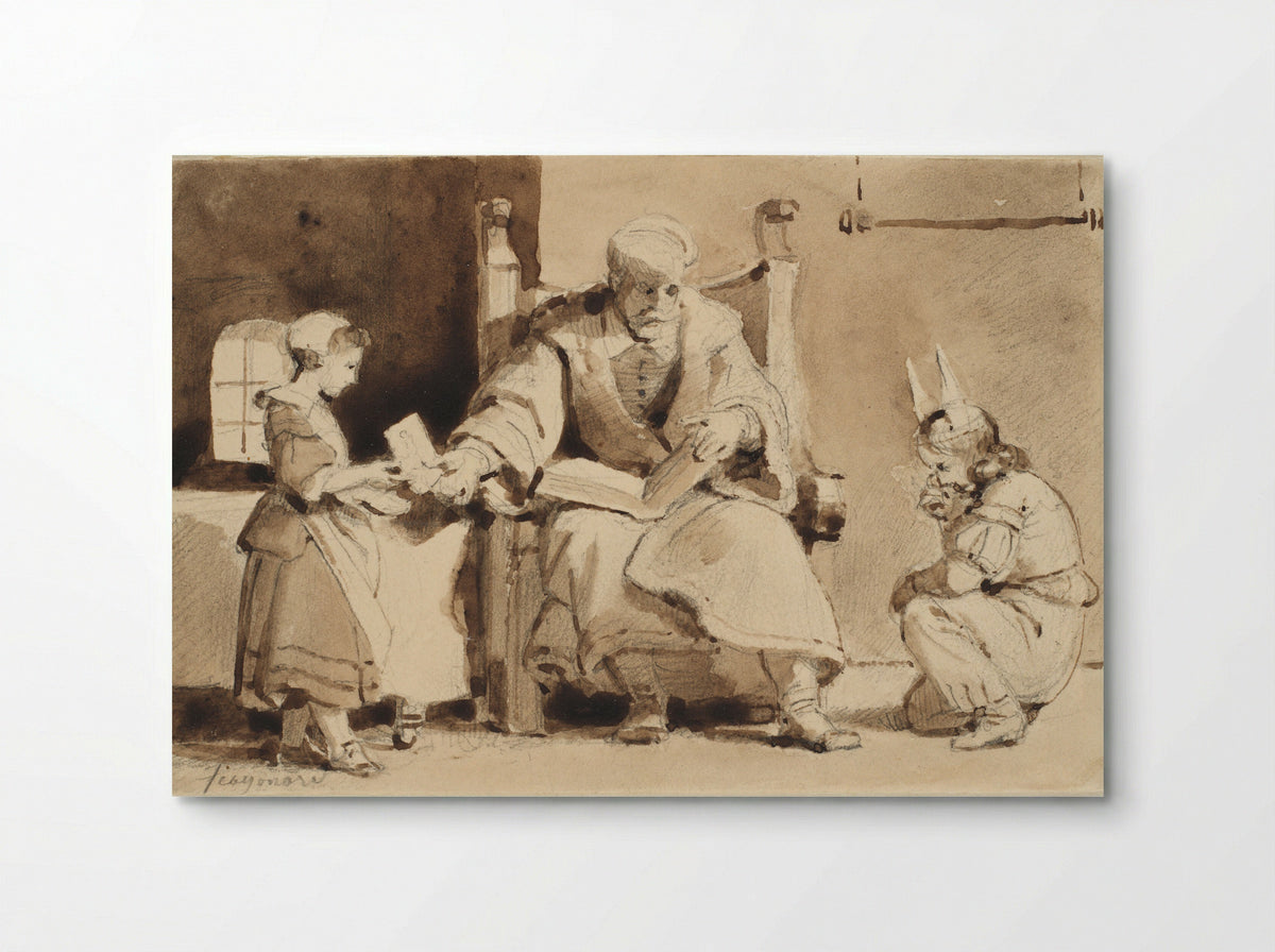 An Old Man with Two Children - Alexandre-Evariste Fragonard - Poster