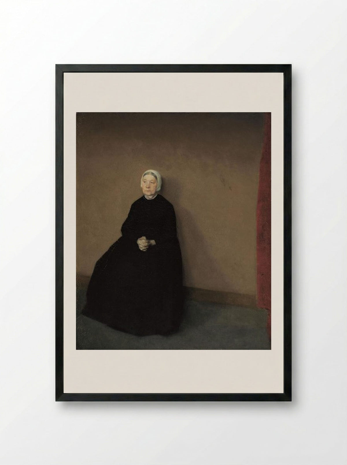 An Old Woman - Vilhelm Hammershøi - Framed Print Black