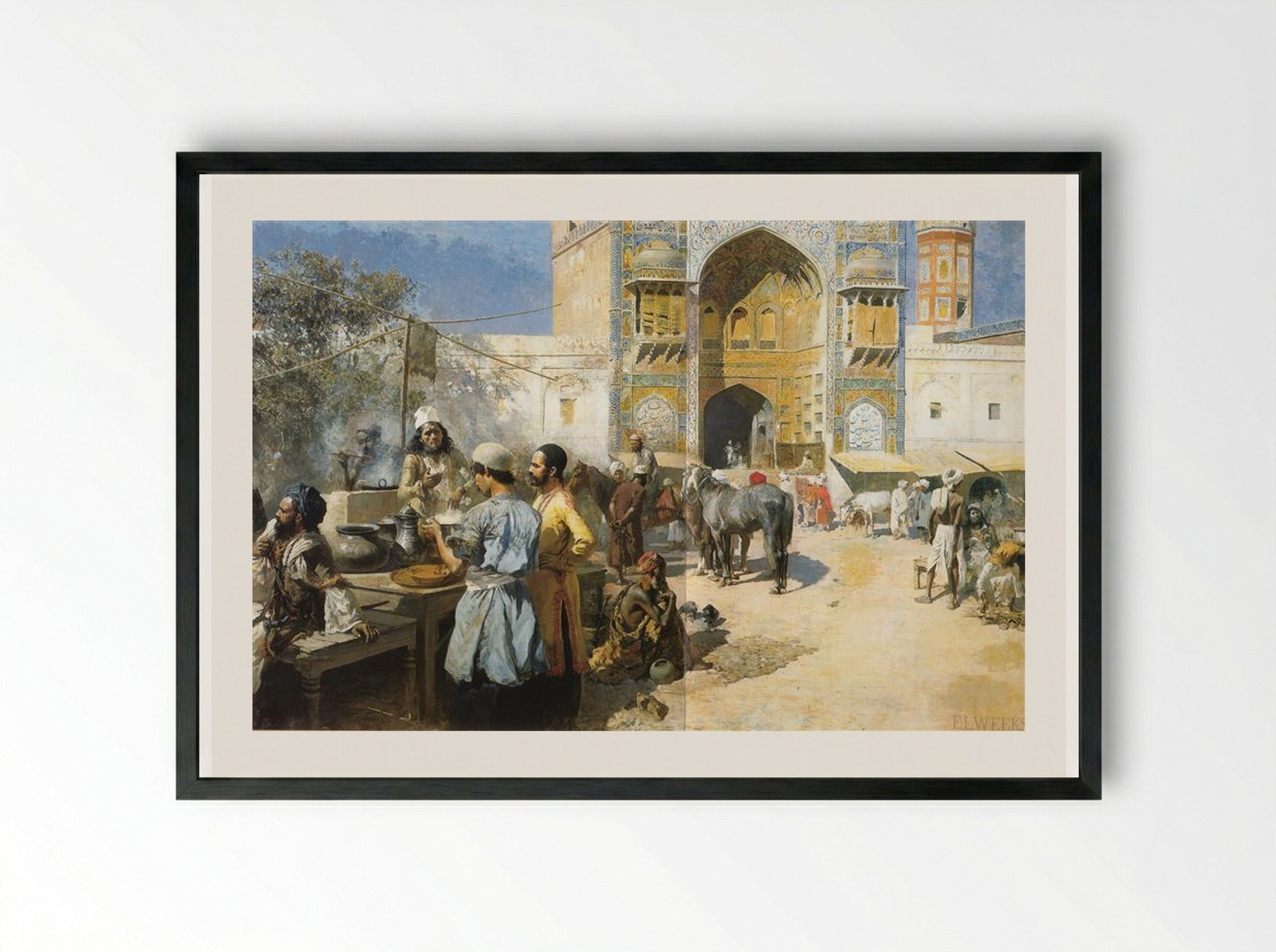 An Open Air Restaurant, Lahore - Edwin Lord Weeks - Framed Print Black