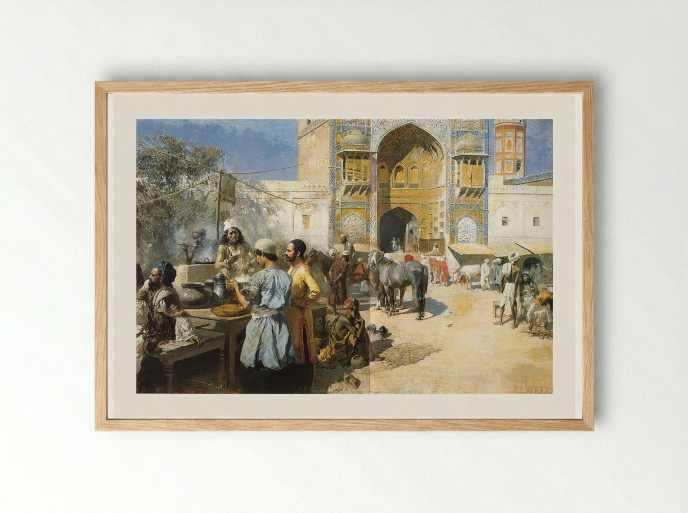 An Open Air Restaurant, Lahore - Edwin Lord Weeks - Framed Print Wood