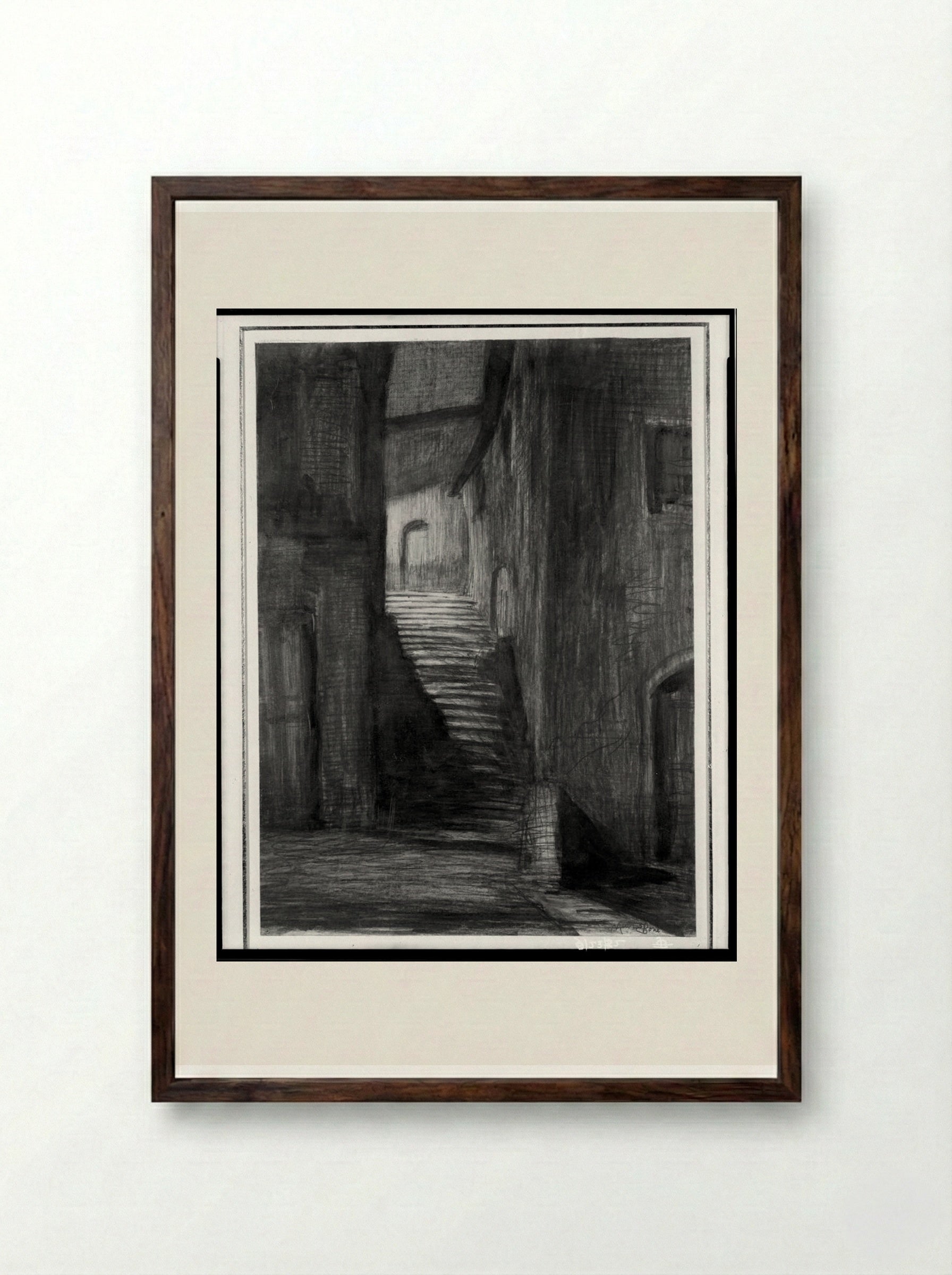 An Orvieto Lane - Muirhead Bone - Framed Print Dark Wood