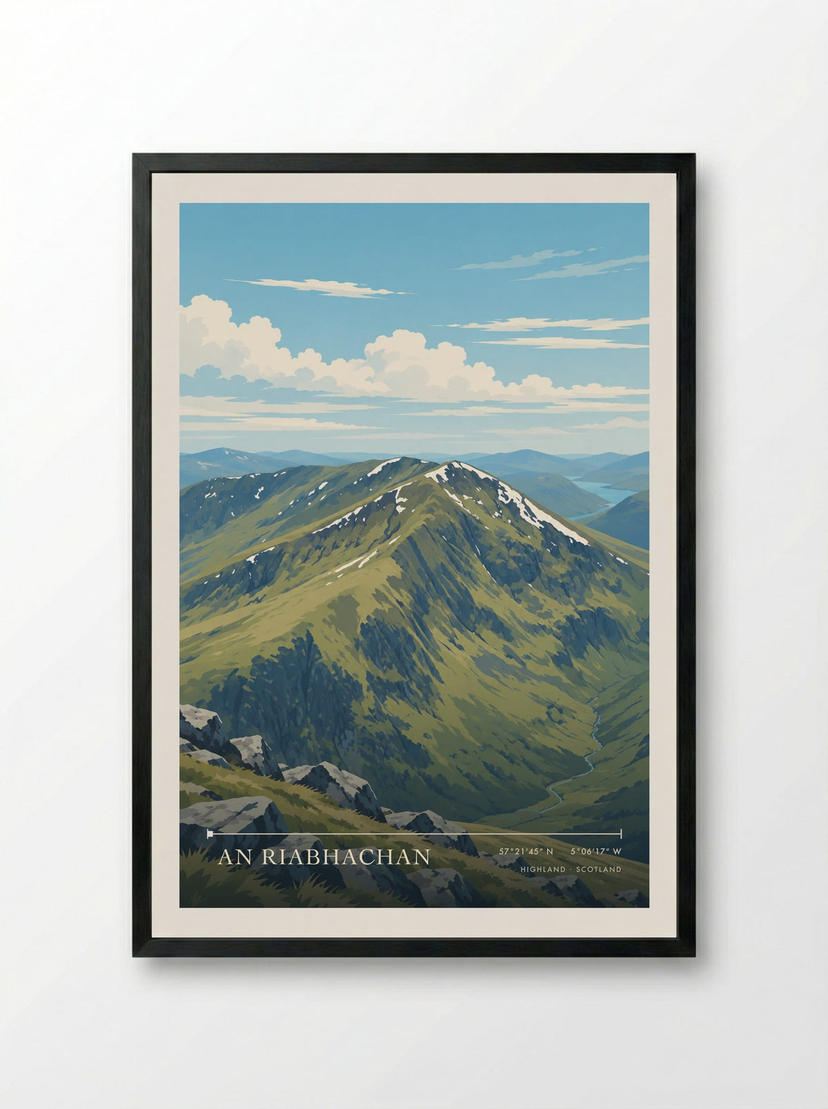 An Riabhachan, Highland | Travel Poster - Framed Print Black