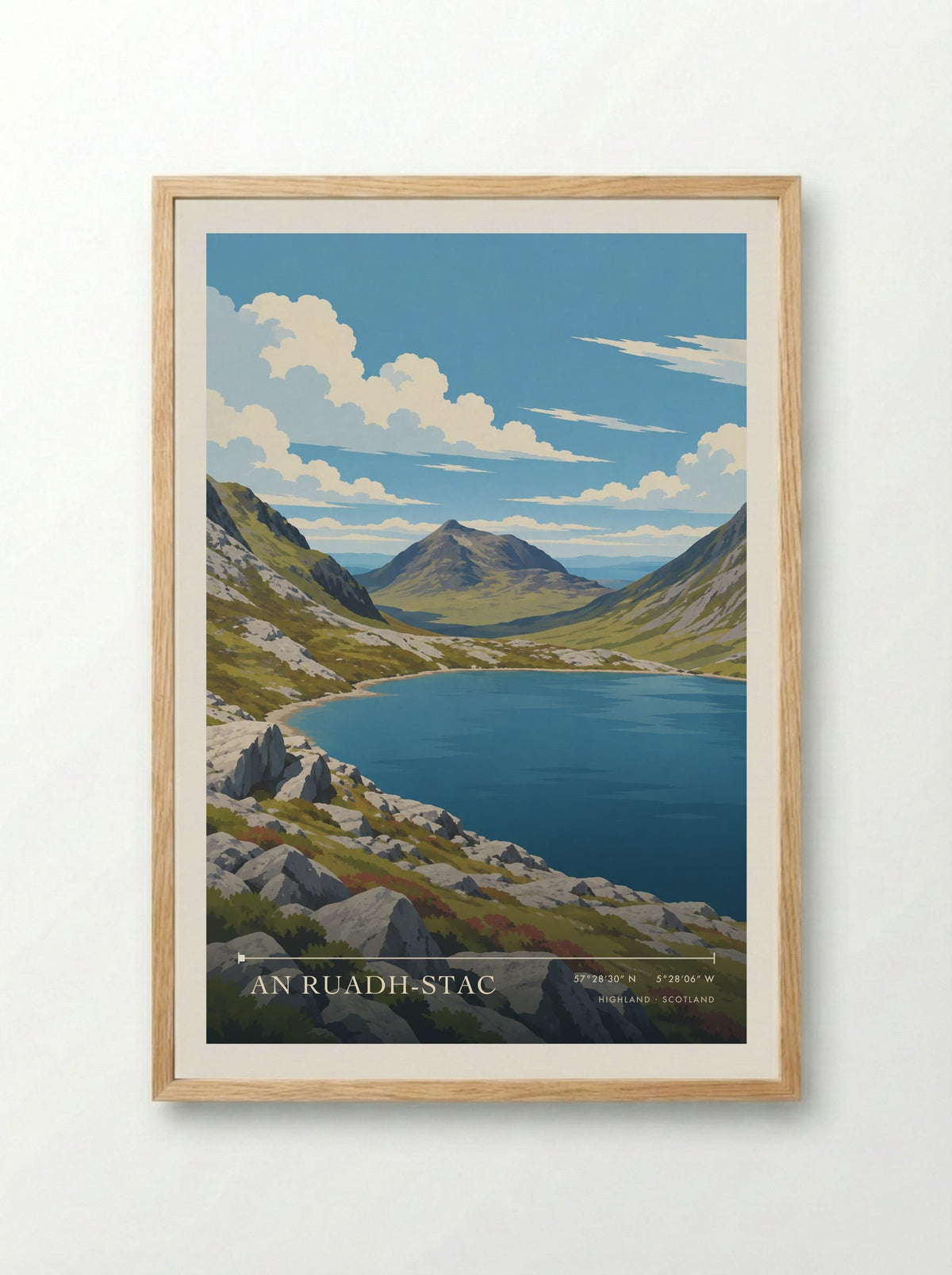 An Ruadh-Stac, Highland | Travel Poster - Framed Print Wood