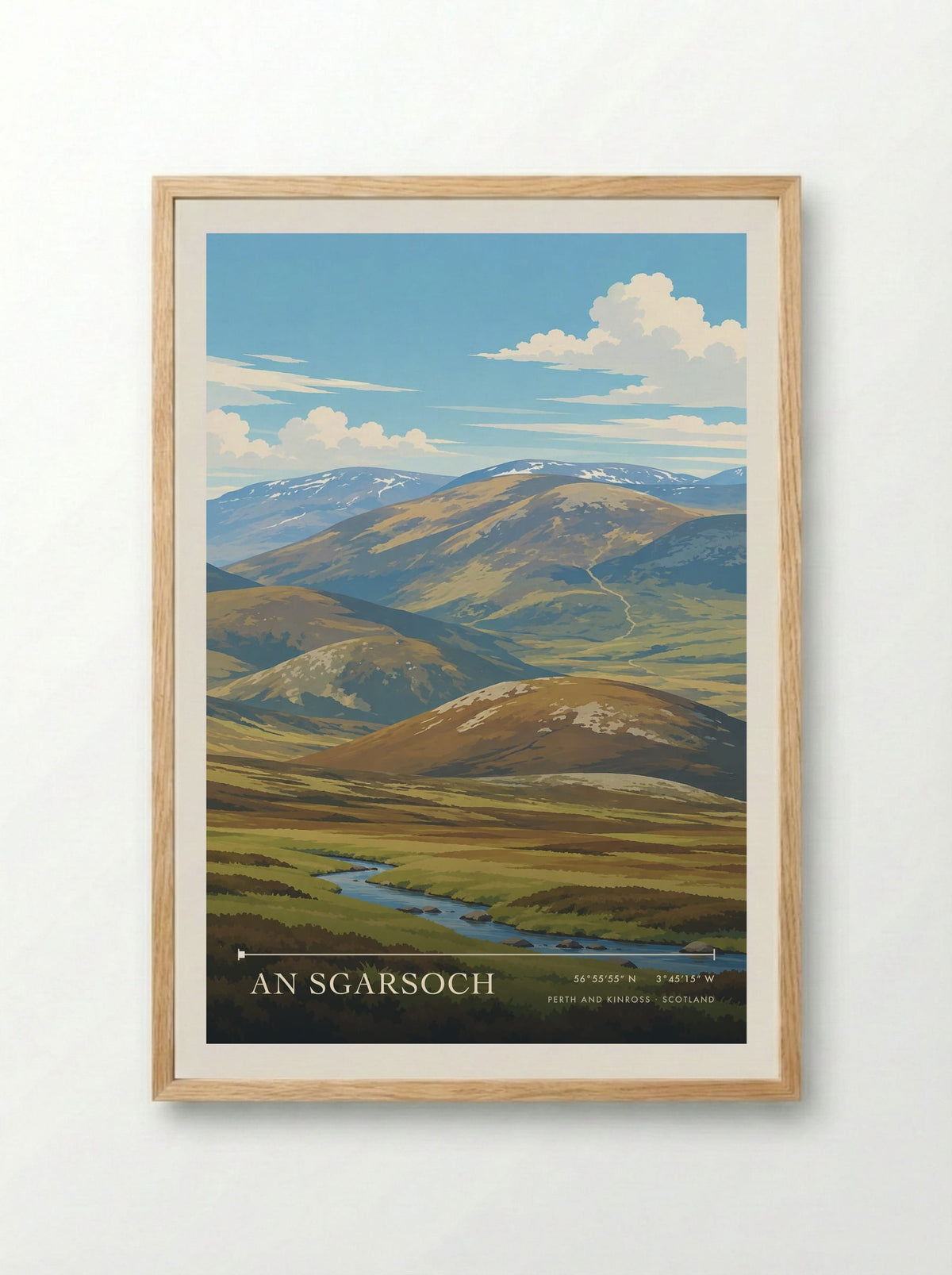 An Sgarsoch, Perth and Kinross | Travel Poster - Framed Print Wood