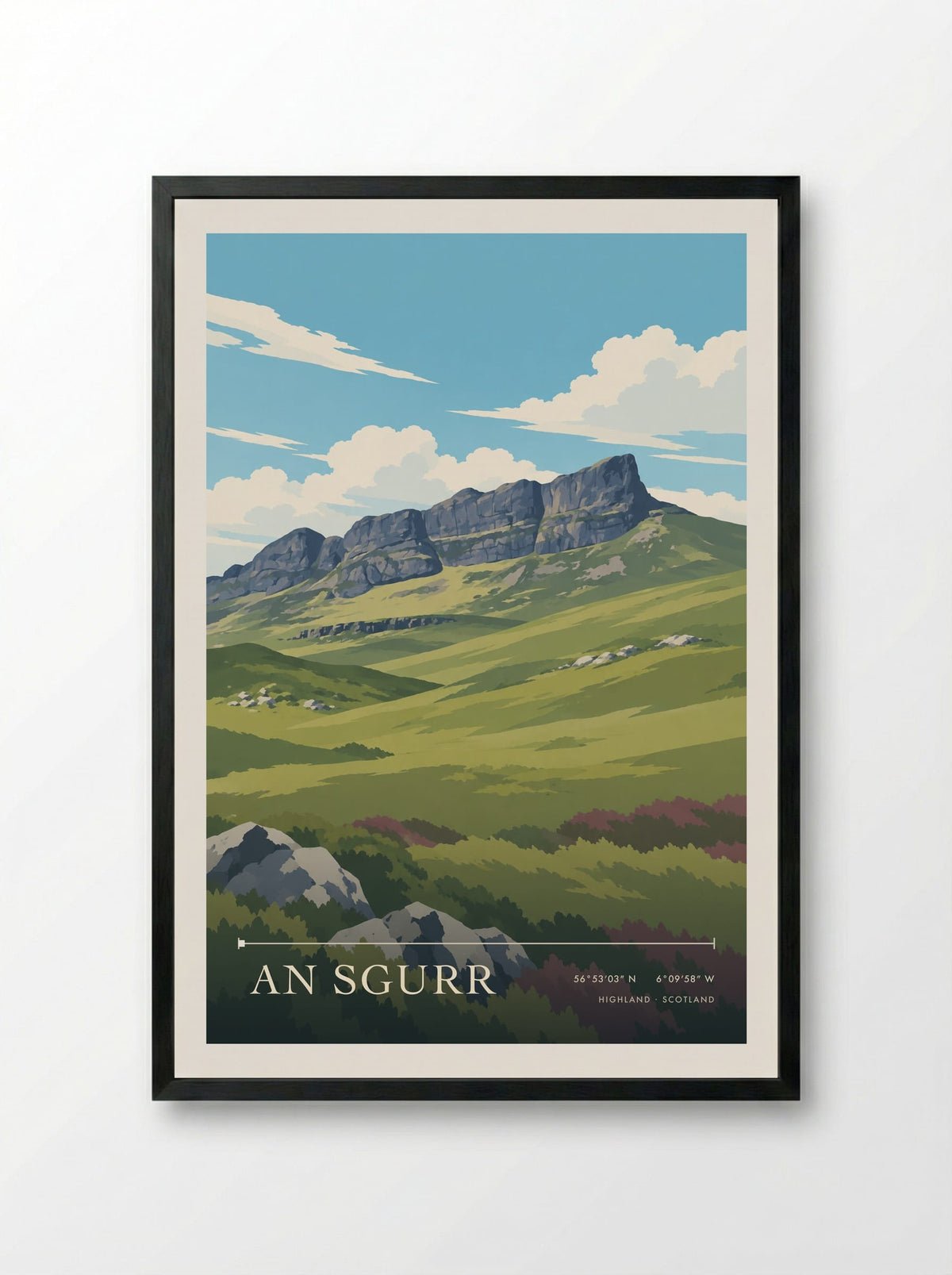 An Sgurr, Highland | Travel Poster - Framed Print Black