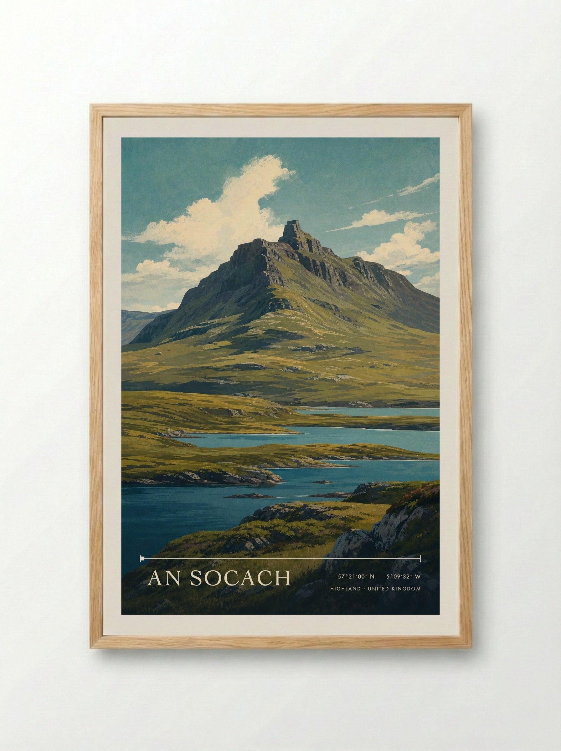 An Socach Highland United Kingdom Travel Poster - Framed Print Wood