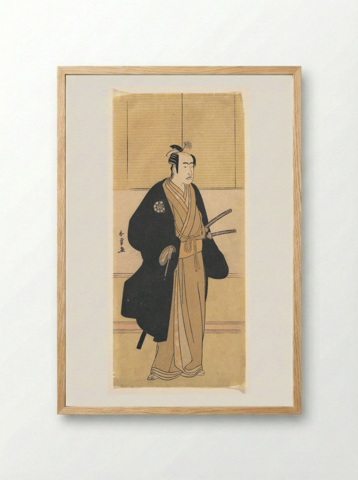 An Unidentified Actor in the Role of a Samurai - Katsukawa Shunjō - Framed Print Wood
