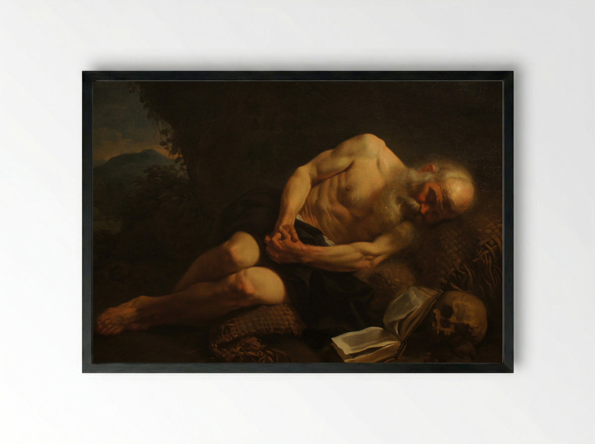 Anachorète endormi - Joseph-Marie Vien - Framed Print Black