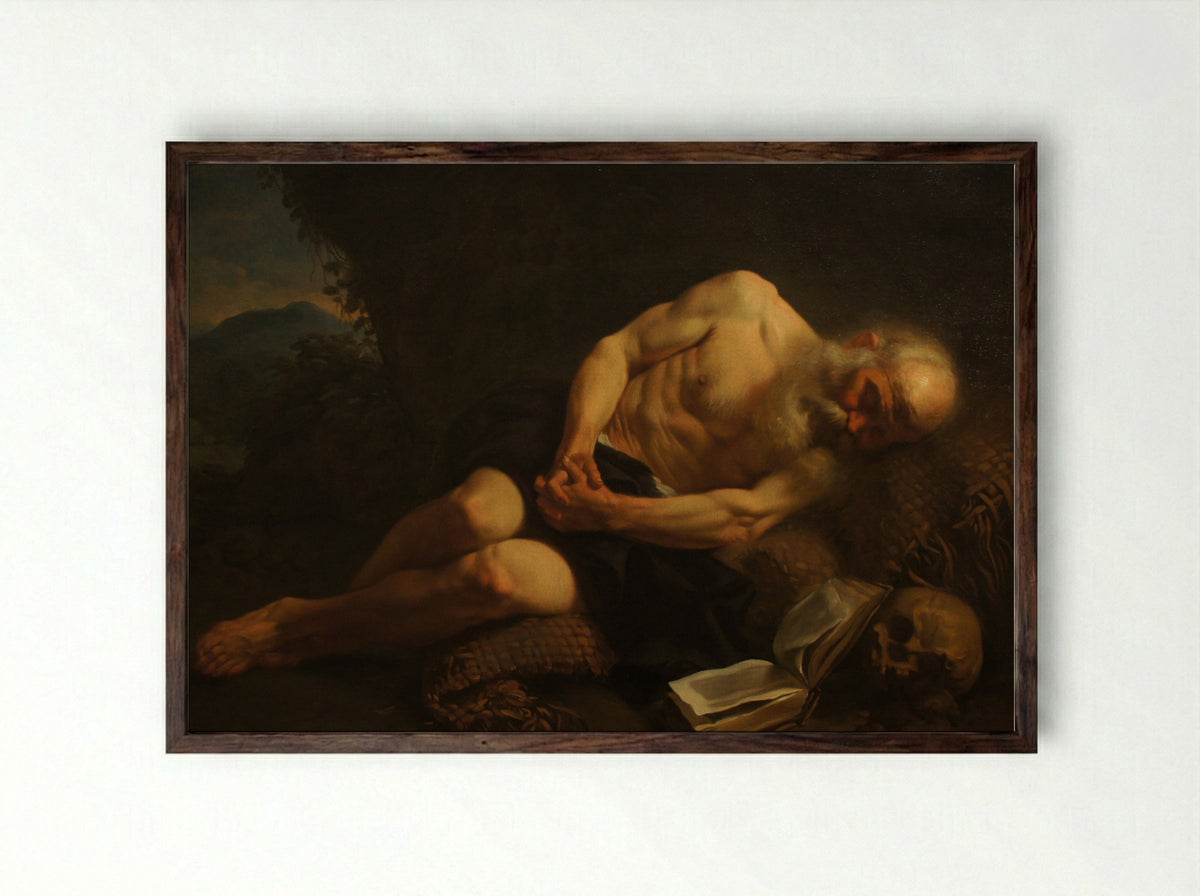 Anachorète endormi - Joseph-Marie Vien - Framed Print Dark Wood