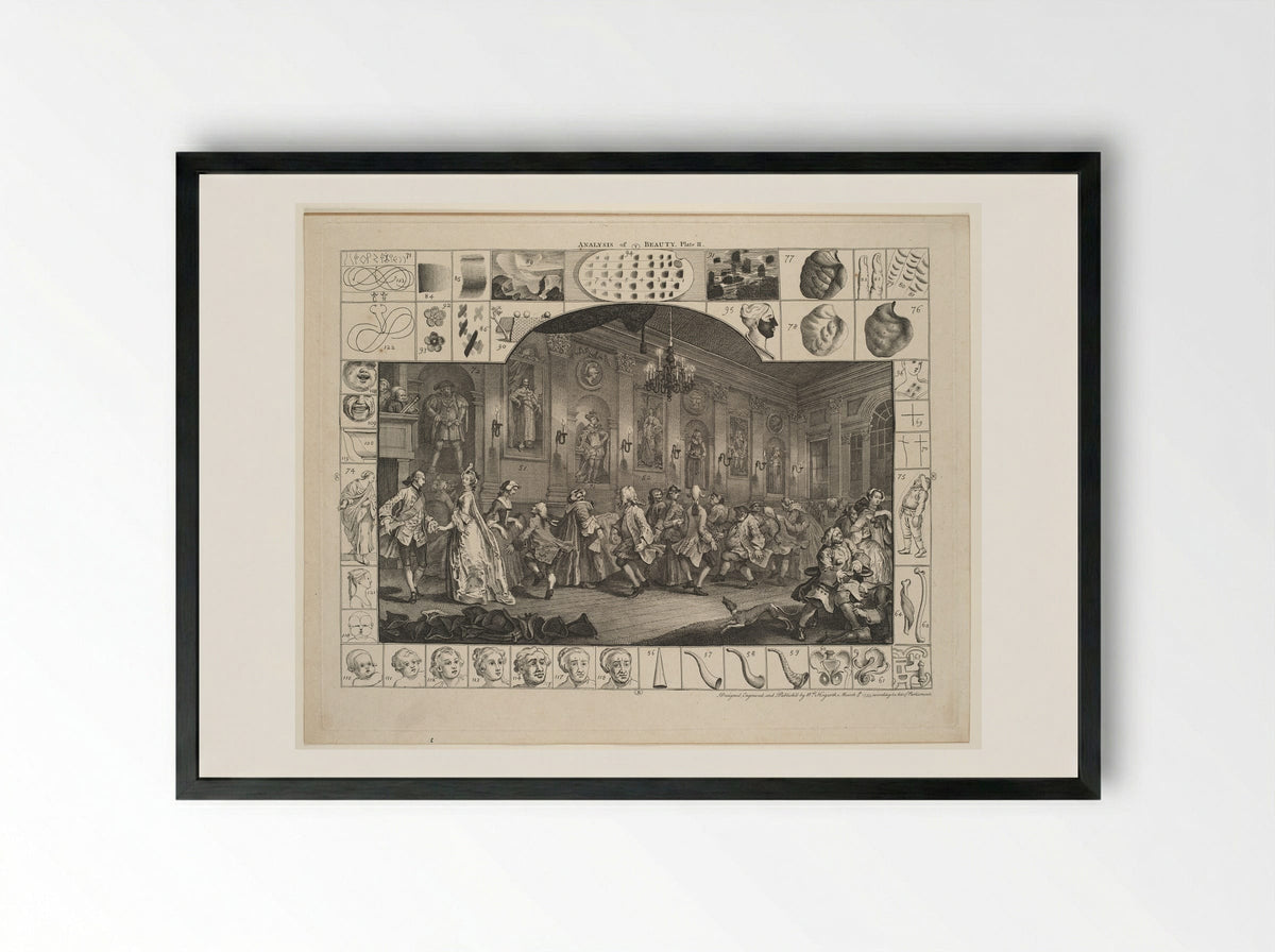 Analysis of Beauty, Plate 2 - William Hogarth - Framed Print Black