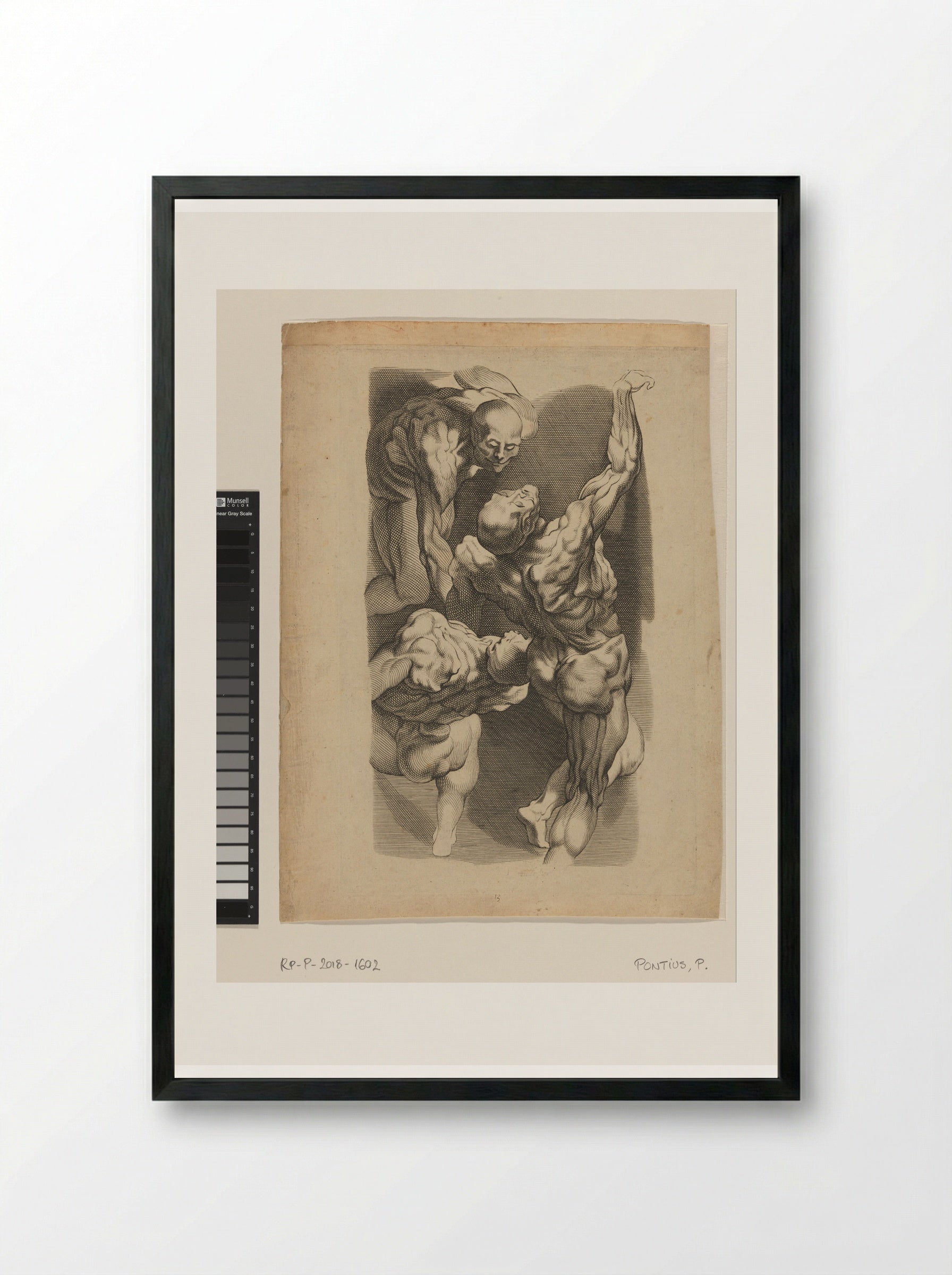 Anatomical Study of Three Men - Paulus Pontius - Framed Print Black
