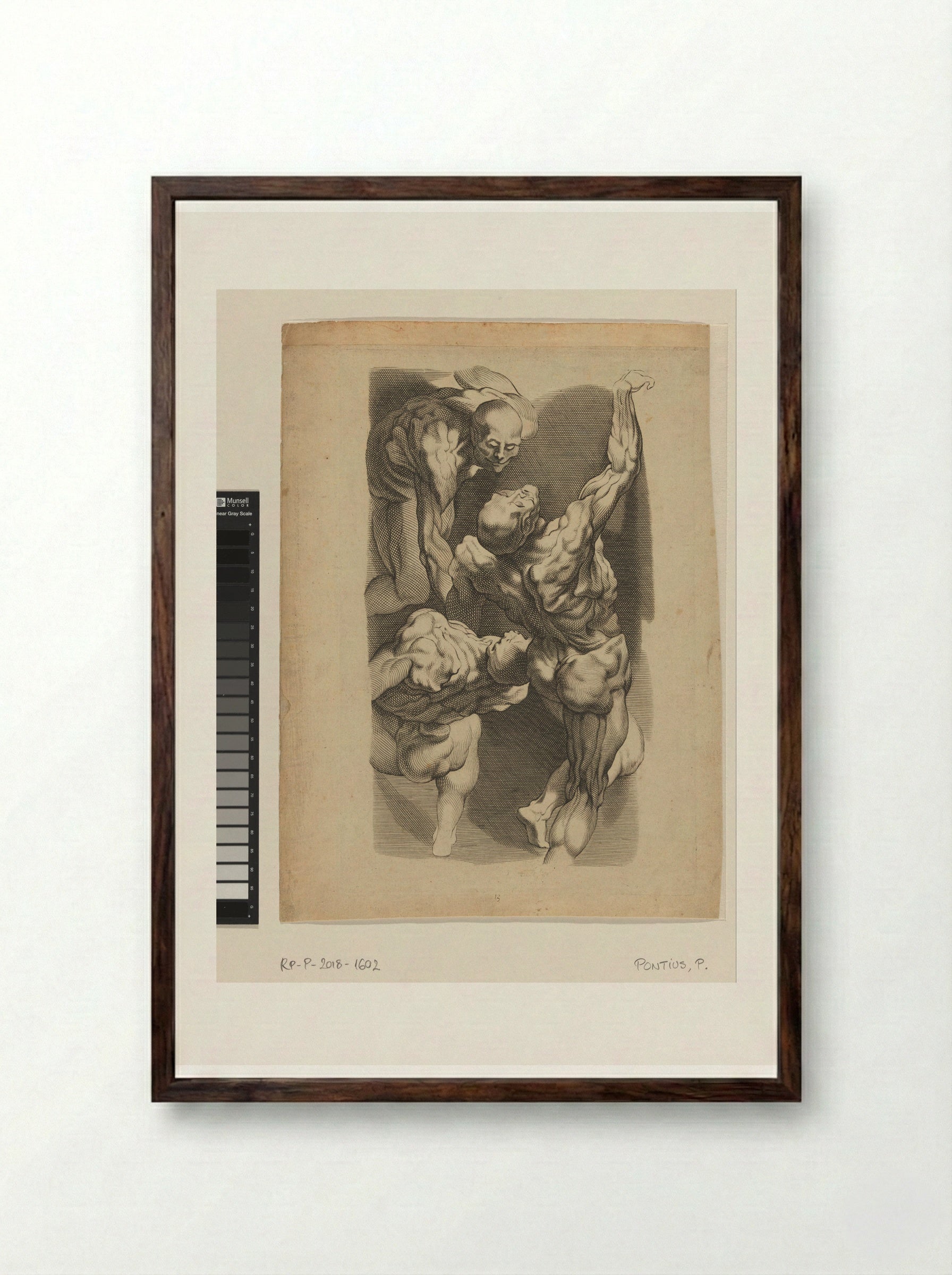 Anatomical Study of Three Men - Paulus Pontius - Framed Print Dark Wood