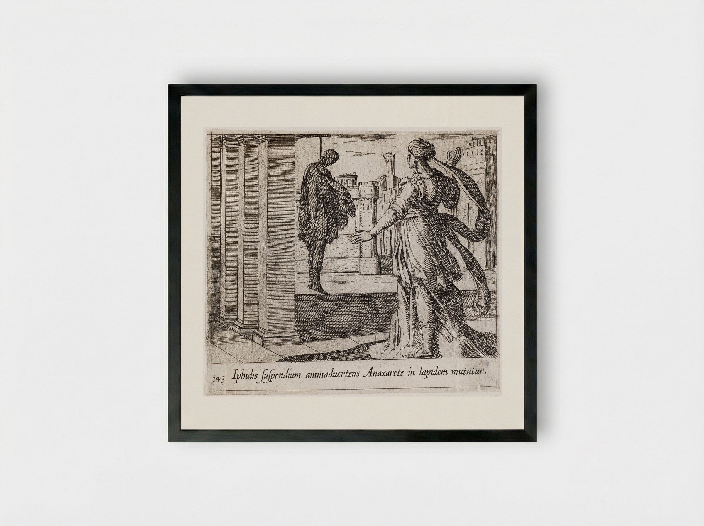 Anaxarete Seeing the Dead Iphis - Antonio Tempesta - Framed Print Black