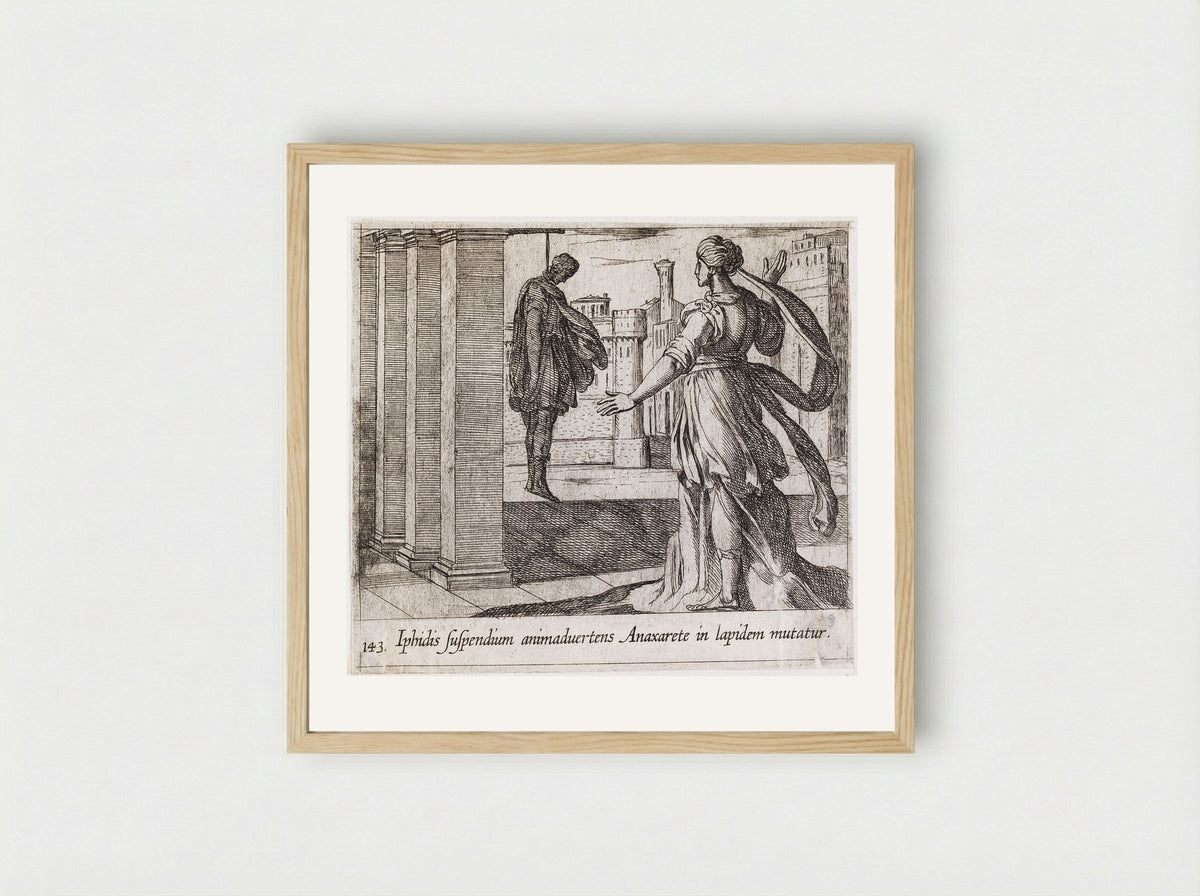 Anaxarete Seeing the Dead Iphis - Antonio Tempesta - Framed Print Wood
