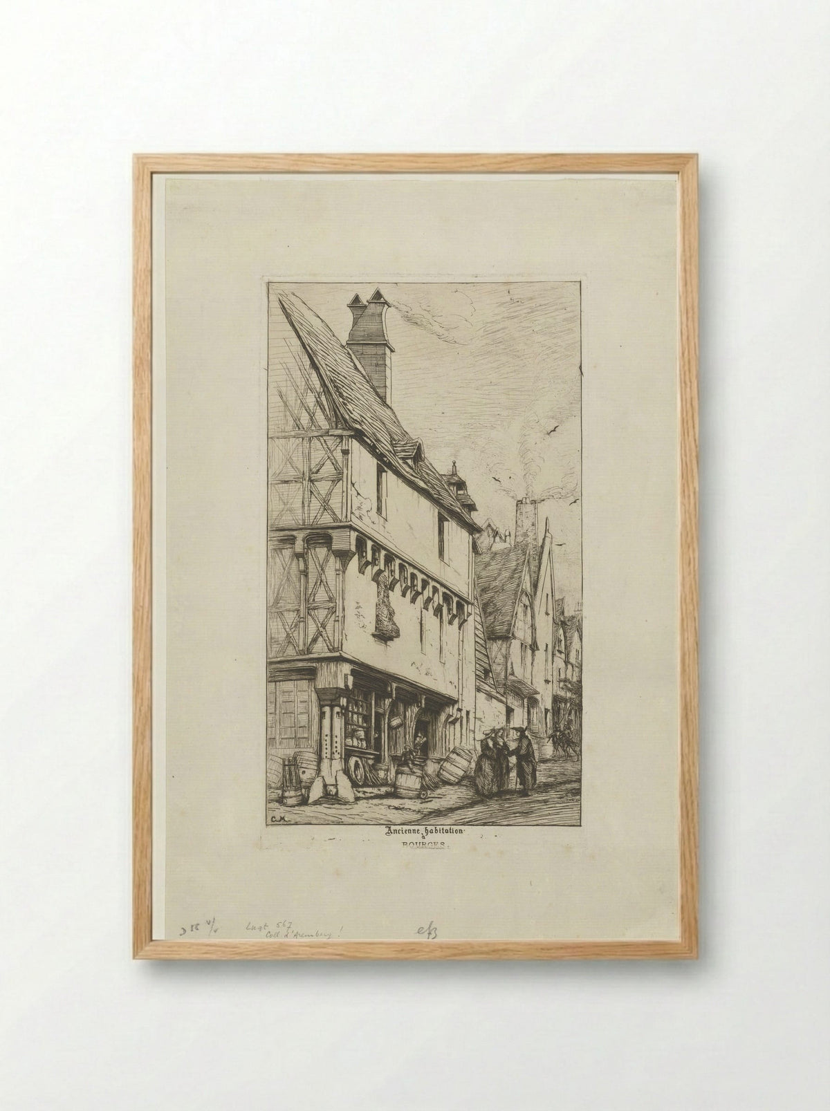 Ancienne habitation à Bourges - Charles Meryon - Framed Print Wood