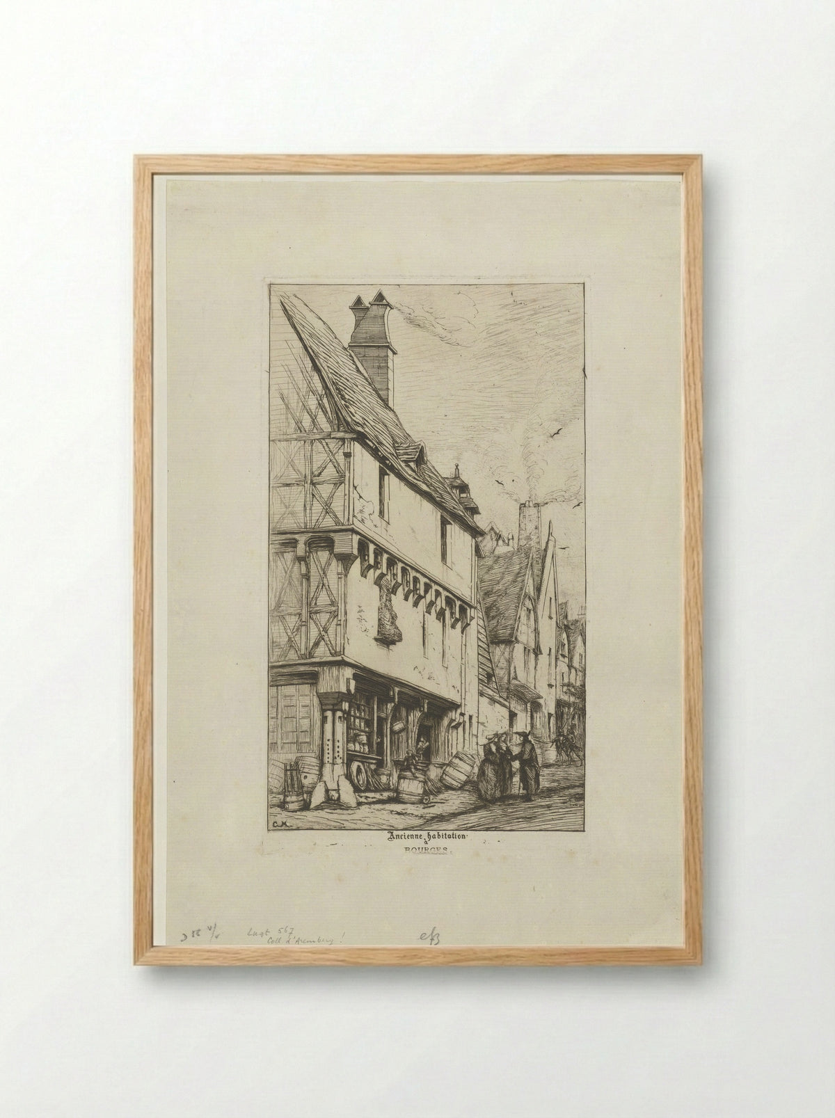 Ancienne habitation à Bourges - Charles Meryon - Framed Print Wood