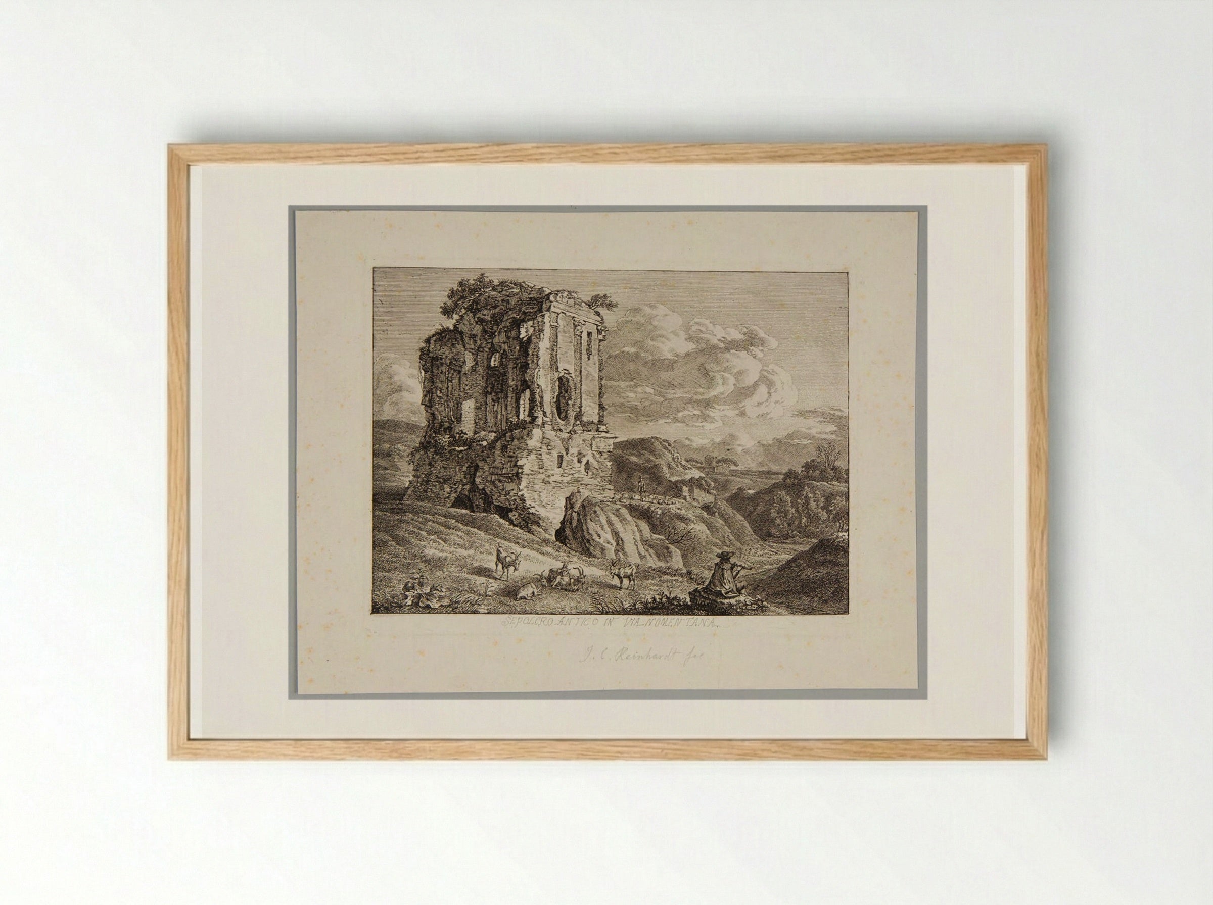 Ancient Tomb in Via Nomentana - Johann Christian Reinhart - Framed Print Wood