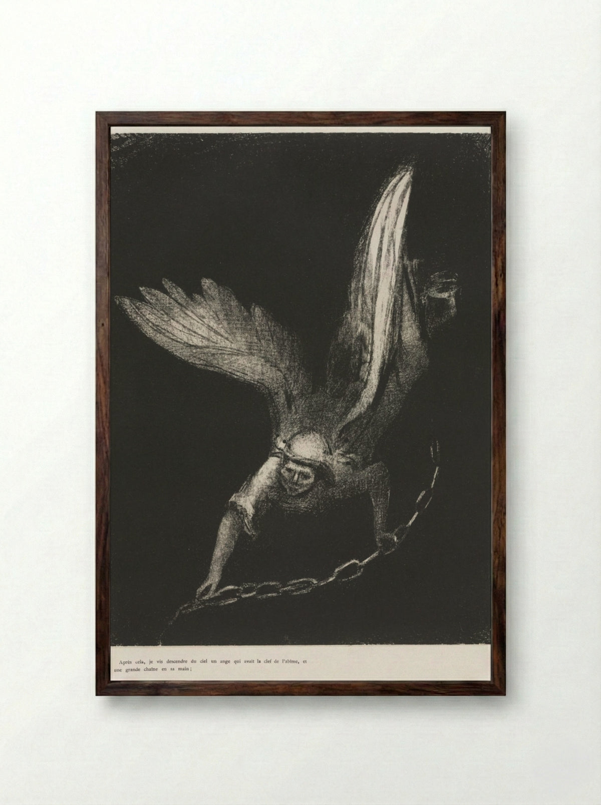 And I Saw an Angel Coming Down from Heaven - Odilon Redon - Framed Print Dark Wood