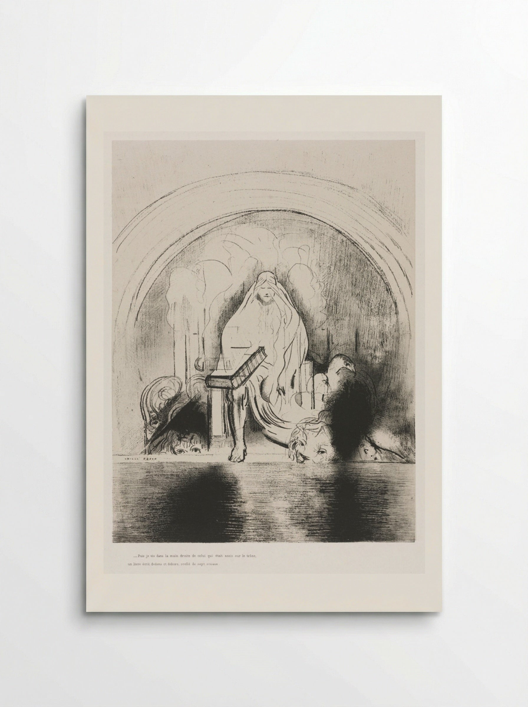And I Saw in the Right Hand of Him that Sat on the Throne a Book Written within and on the Backside, Sealed with Seven Seals - Odilon Redon - Poster