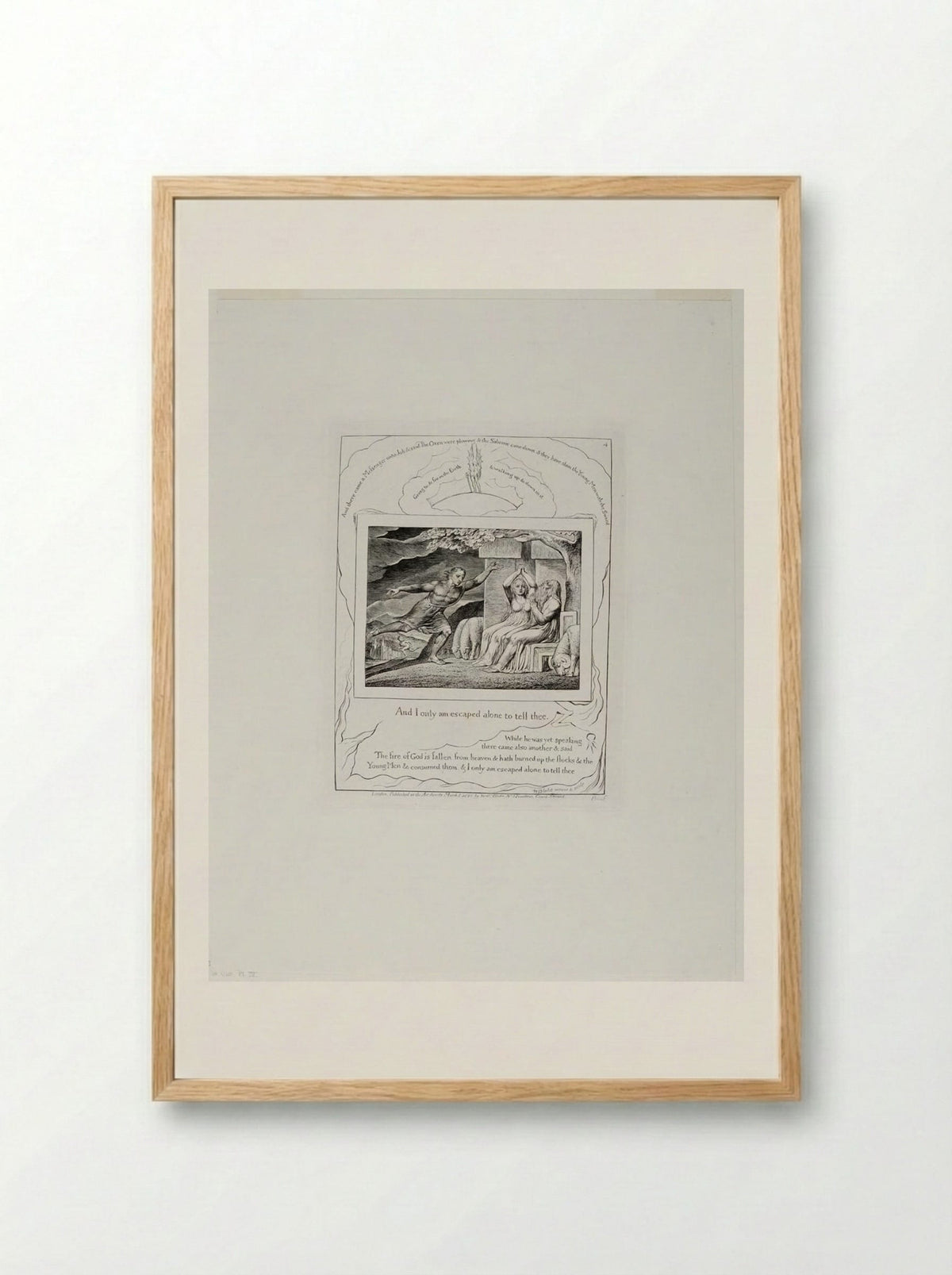 And I only am escaped alone to tell thee - William Blake - Framed Print Wood