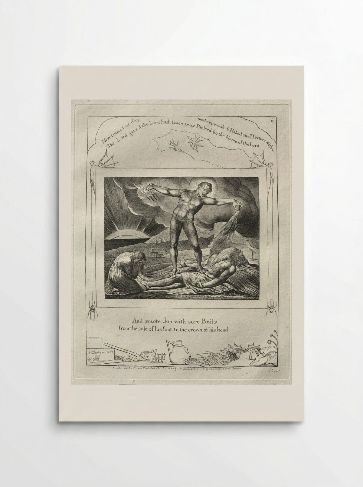 And Smote Job with Sore Boils from the Sole of His Foot to the Crown of His Head - William Blake - Poster