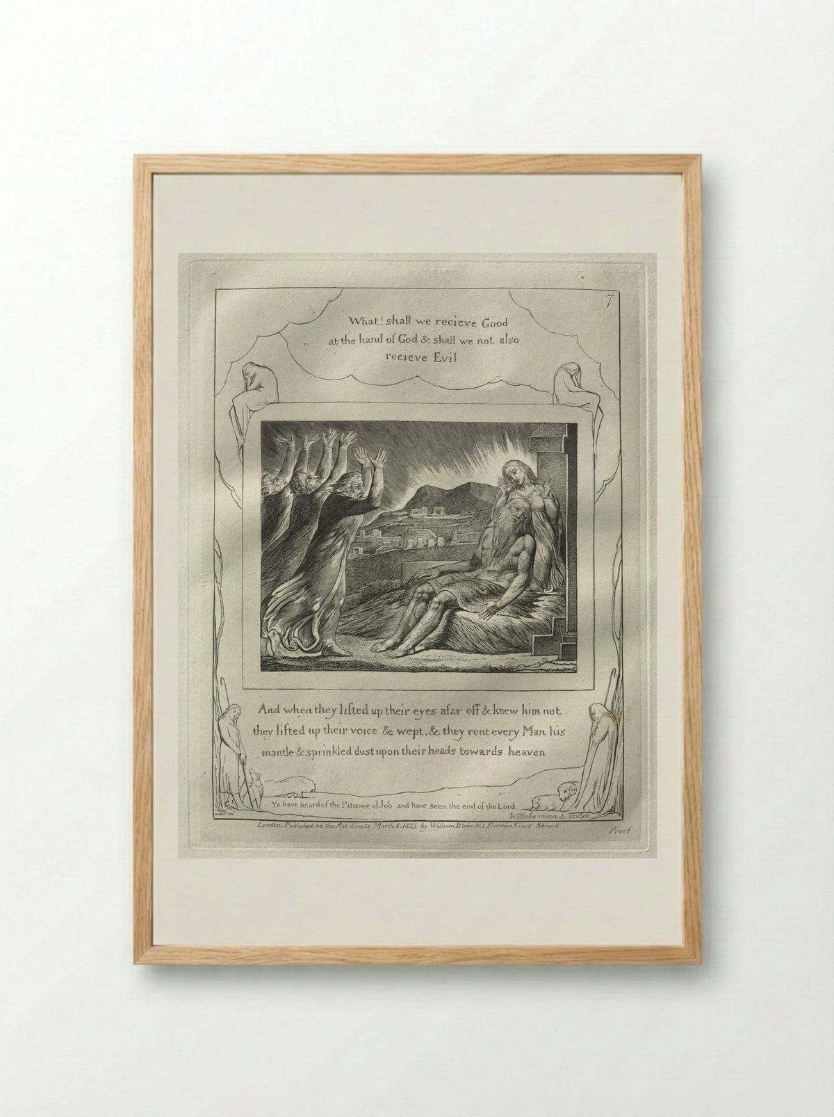 And When they Lifted up Their Eyes (The Book of Job) - William Blake - Framed Print Wood