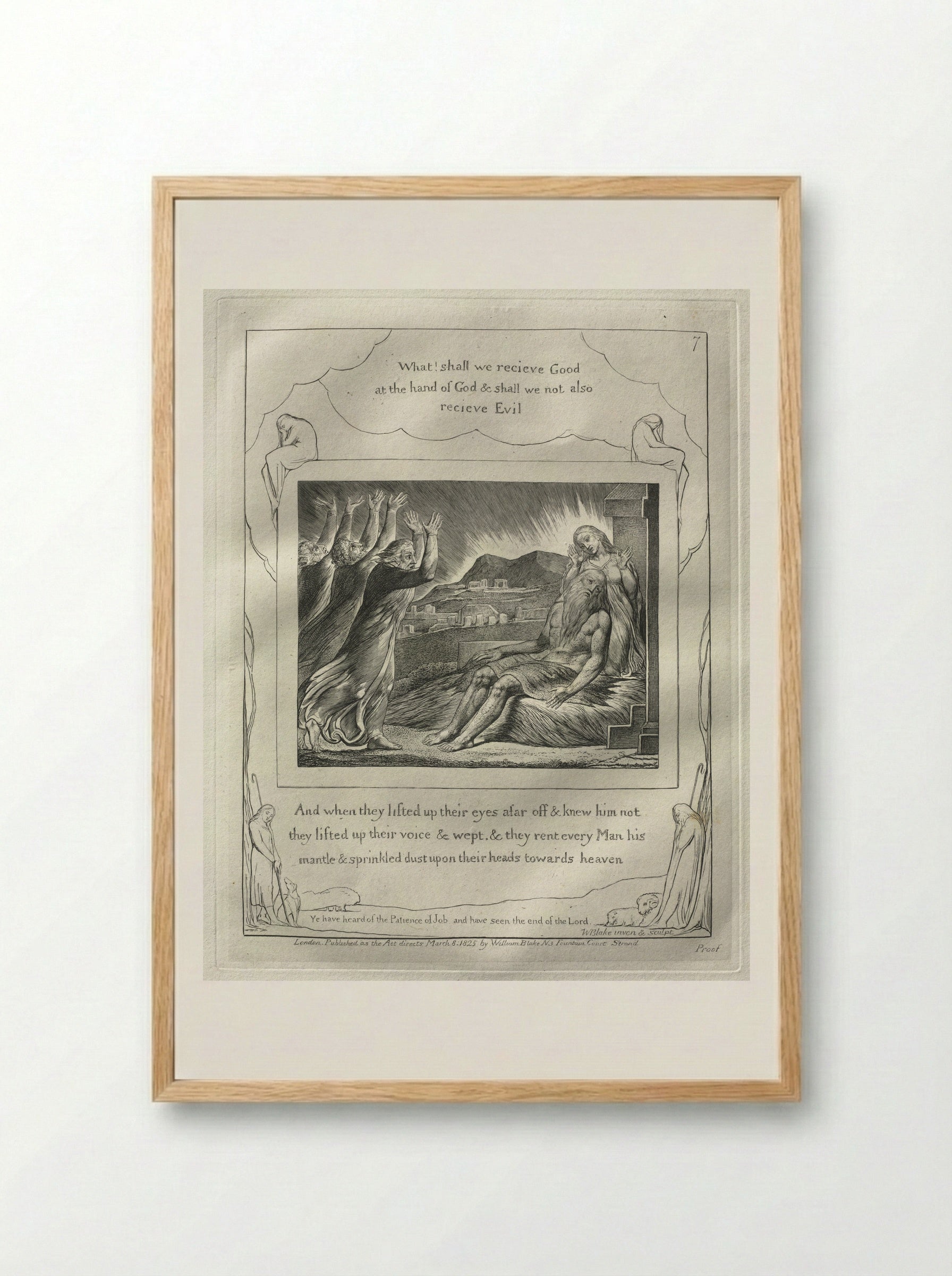 And When they Lifted up Their Eyes (The Book of Job) - William Blake - Framed Print Wood