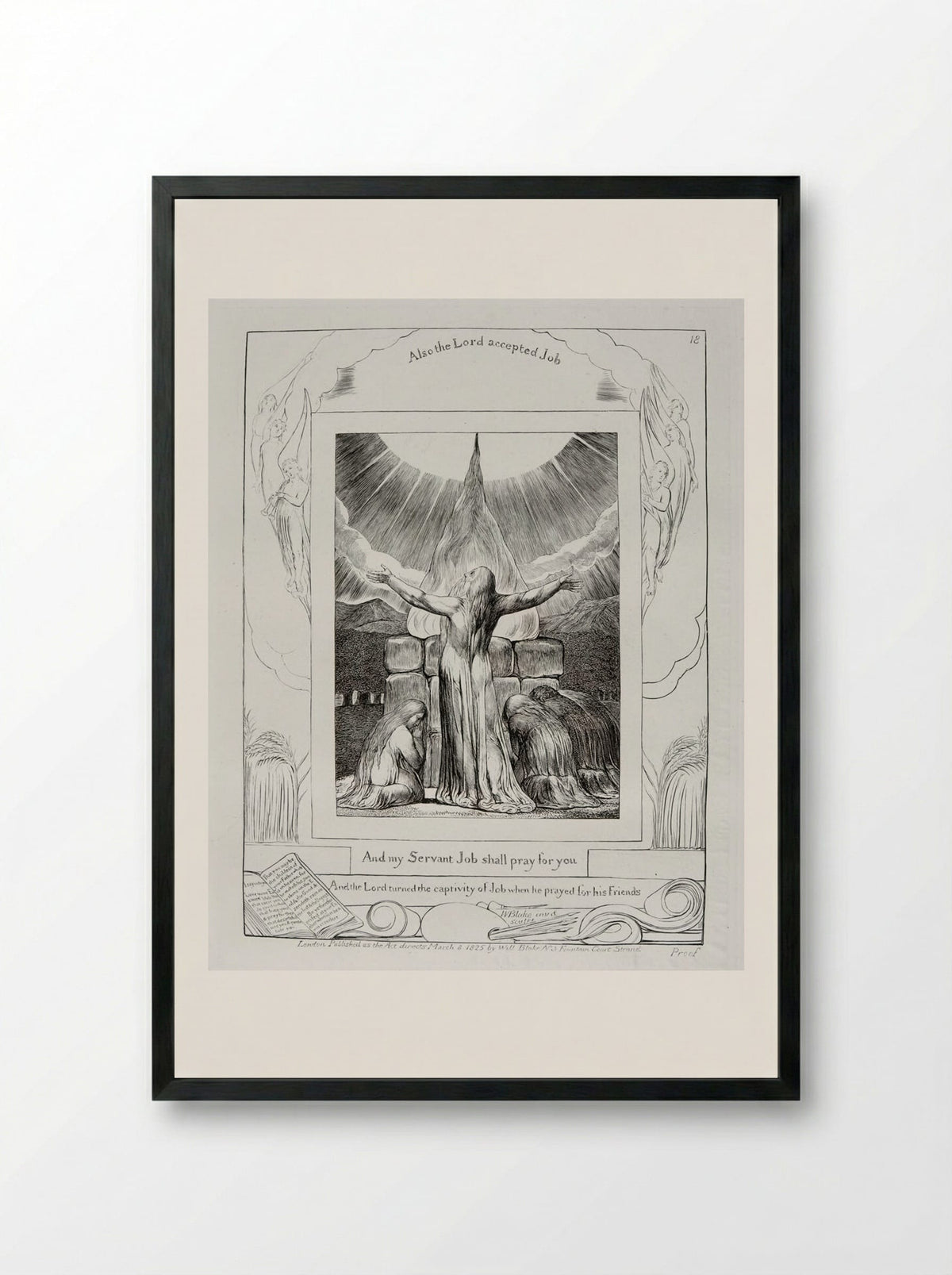 And my servant Job shall pray for you - William Blake - Framed Print Black