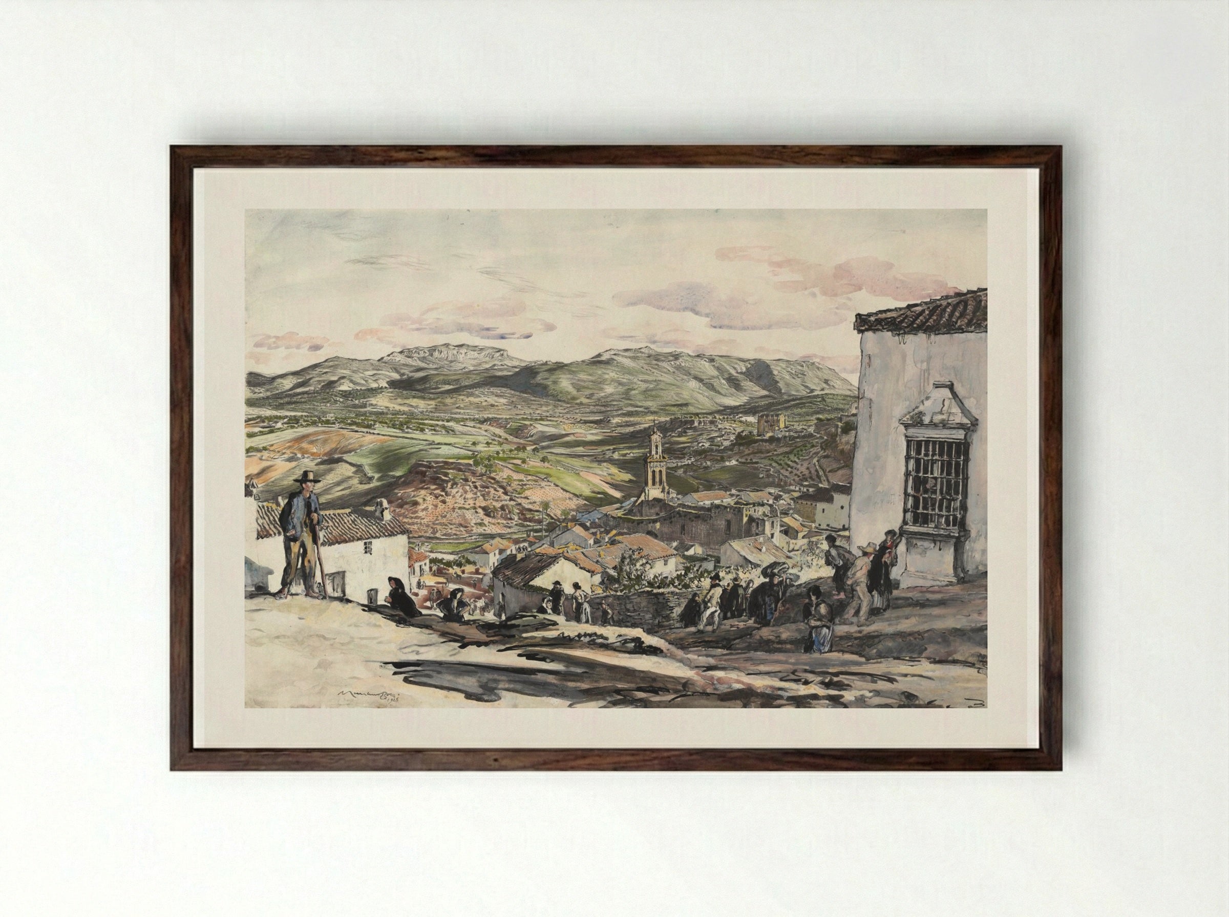 Andalusia, Spain - Muirhead Bone - Framed Print Dark Wood