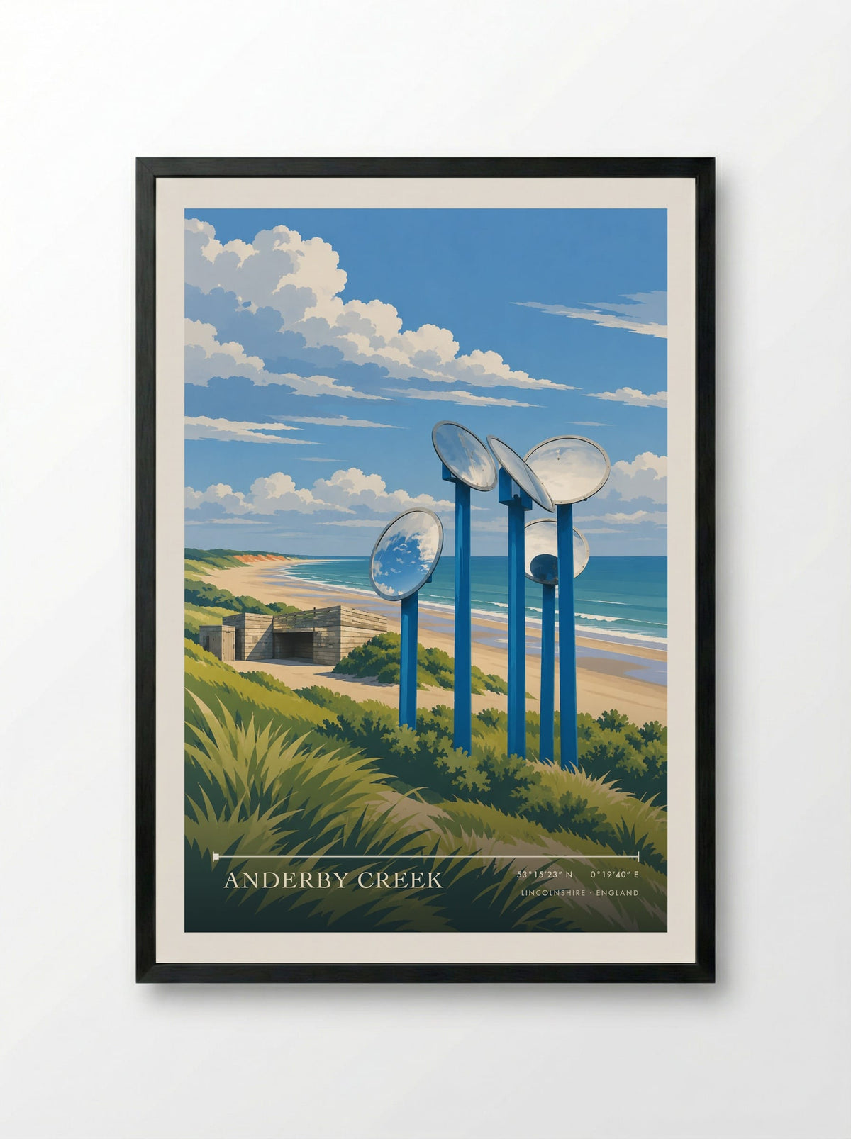 Anderby Creek, Lincolnshire | Travel Poster - Framed Print Black