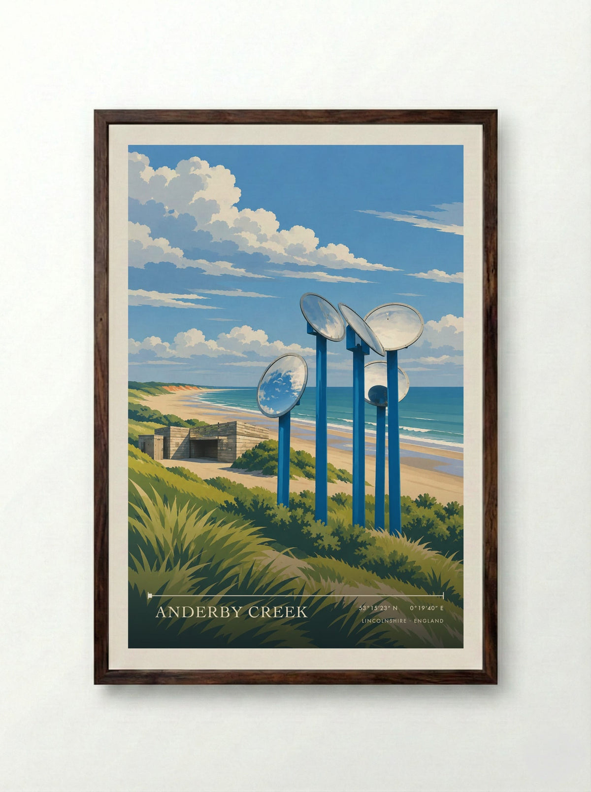 Anderby Creek, Lincolnshire | Travel Poster - Framed Print Dark Wood