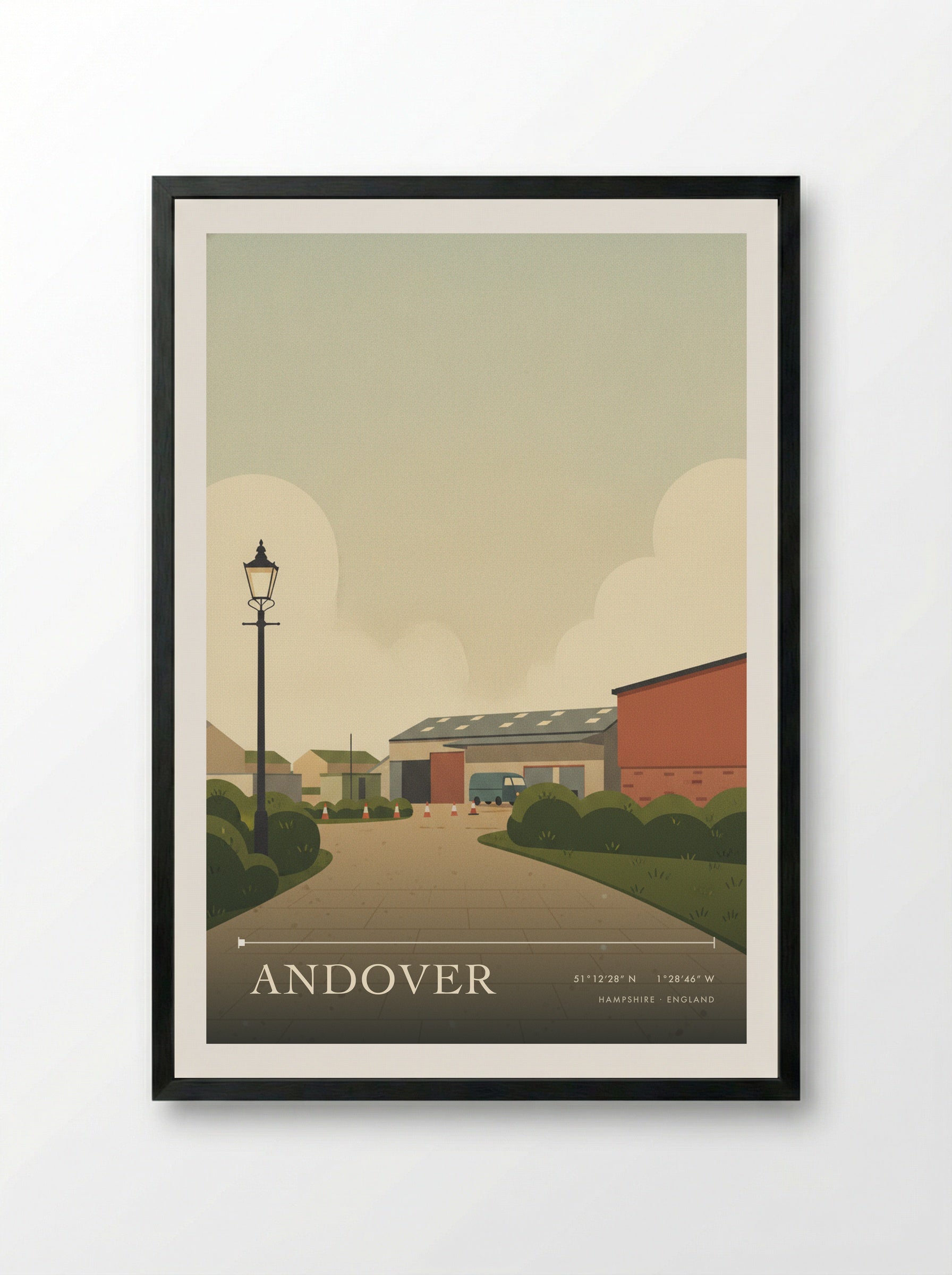 Andover Hampshire England Travel Poster - Framed Print Black