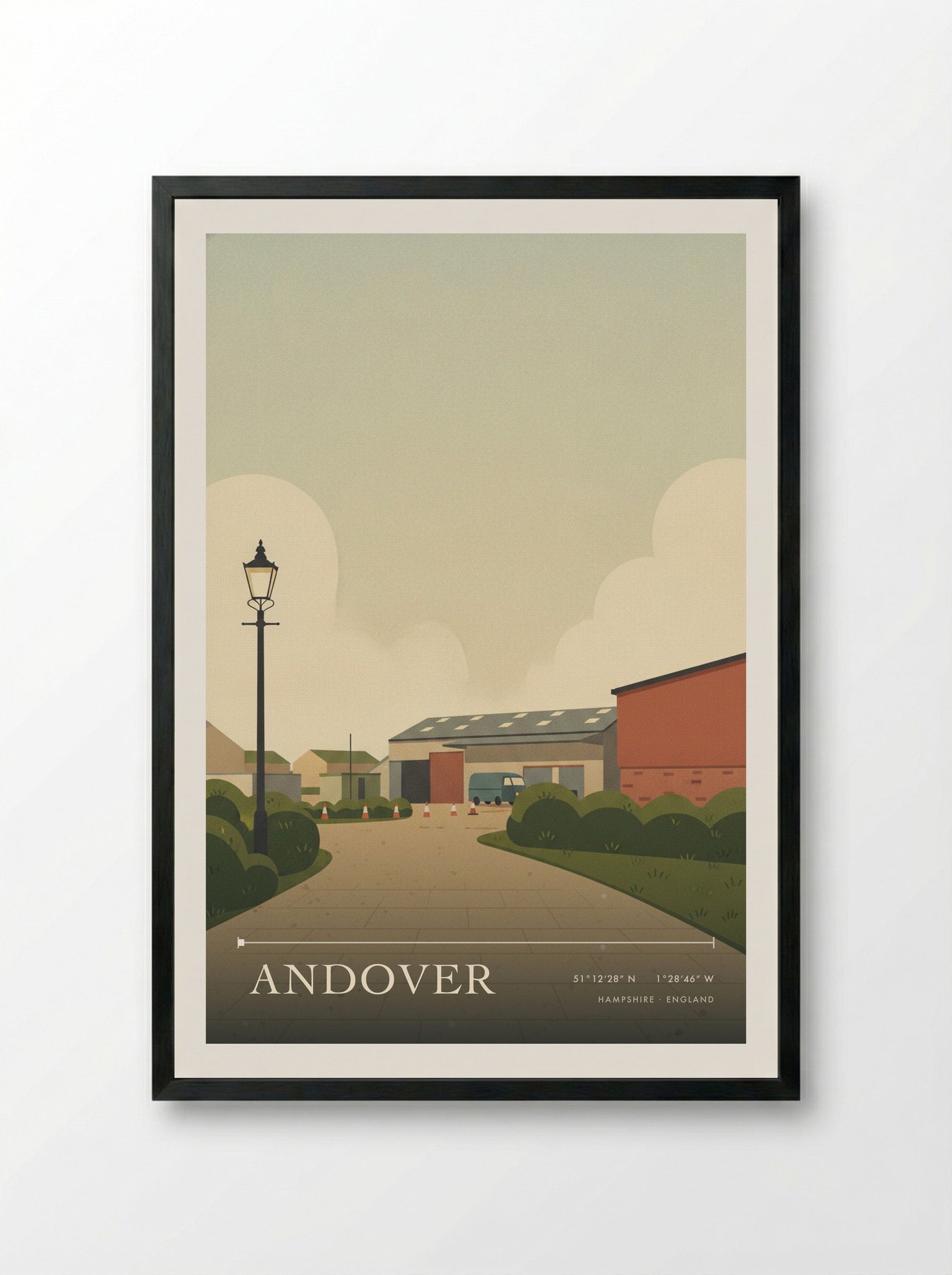 Andover Hampshire England Travel Poster - Framed Print Black