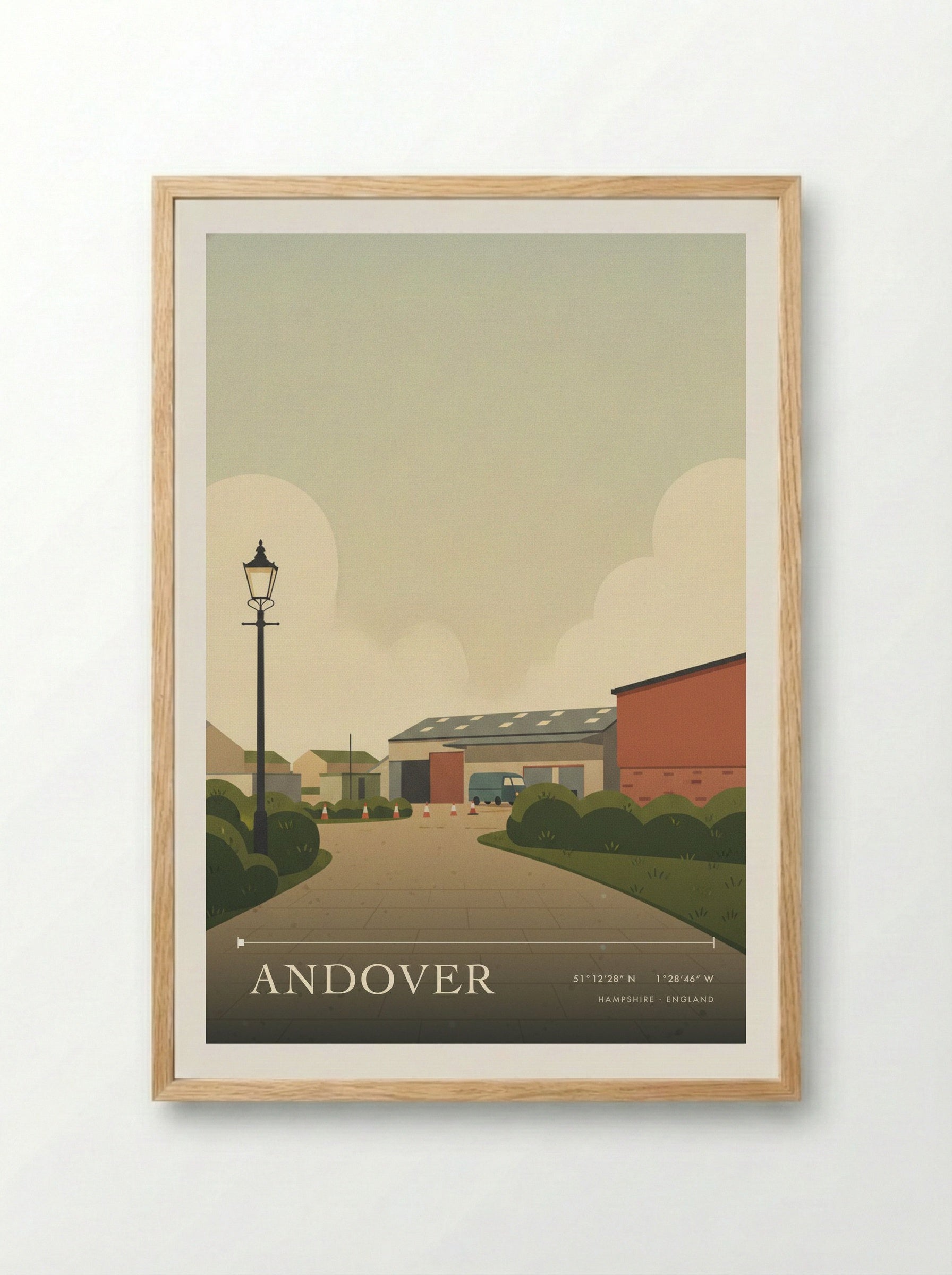 Andover Hampshire England Travel Poster - Framed Print Wood