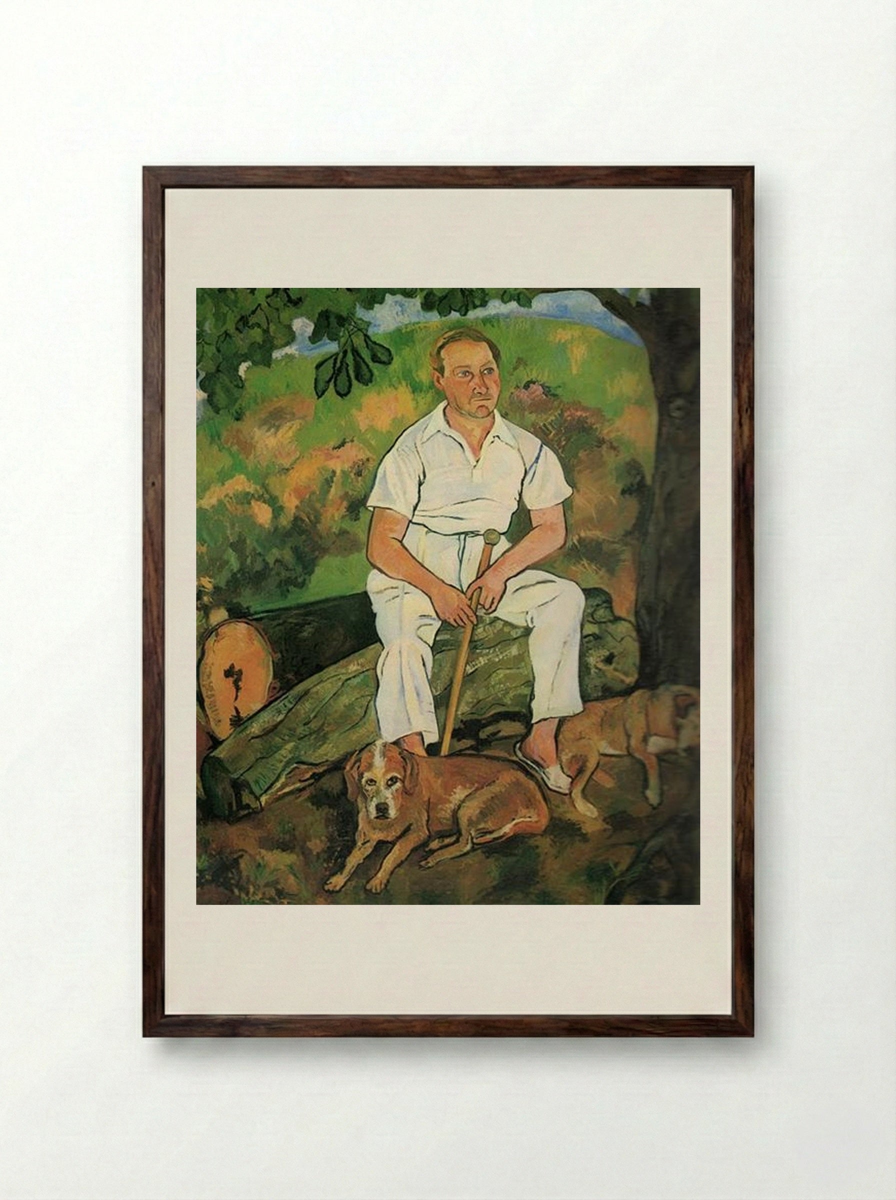 André Utter and His Dogs - Suzanne Valadon - Framed Print Dark Wood