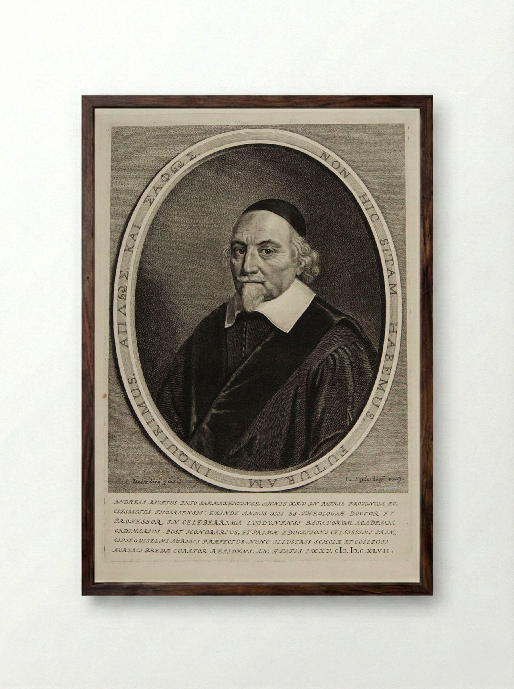 Andreas Rivetus, Doctor of Theology - Jonas Suyderhoef - Framed Print Dark Wood