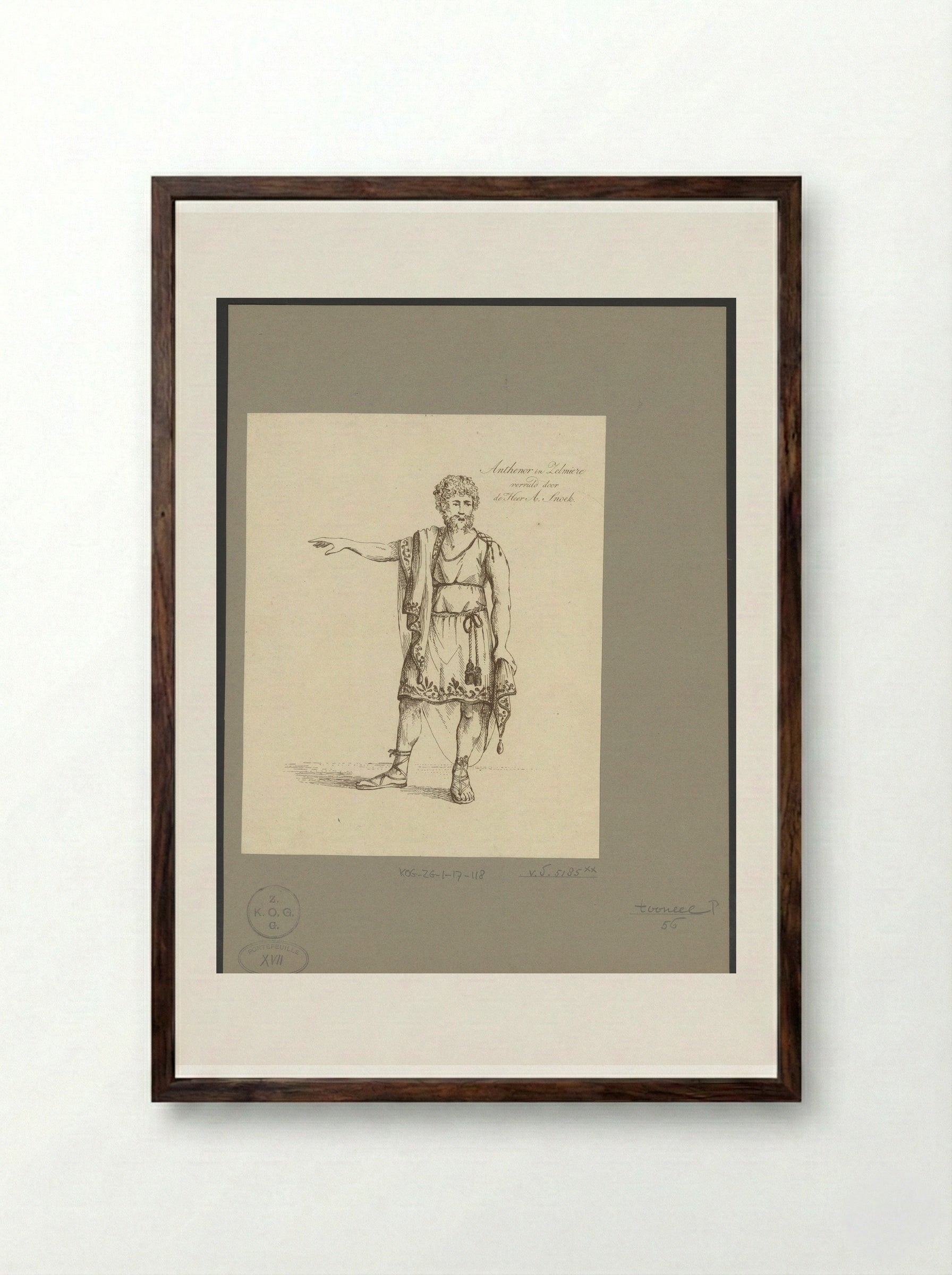 Andreas Snoek in the Role of Anthenor - Johannes Jelgerhuis - Framed Print Dark Wood
