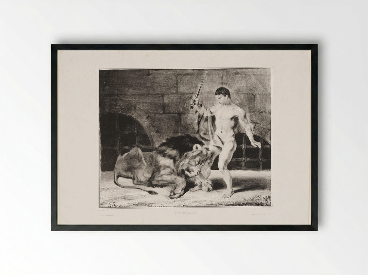 Androcles and the Lion - Louis Boulanger - Framed Print Black