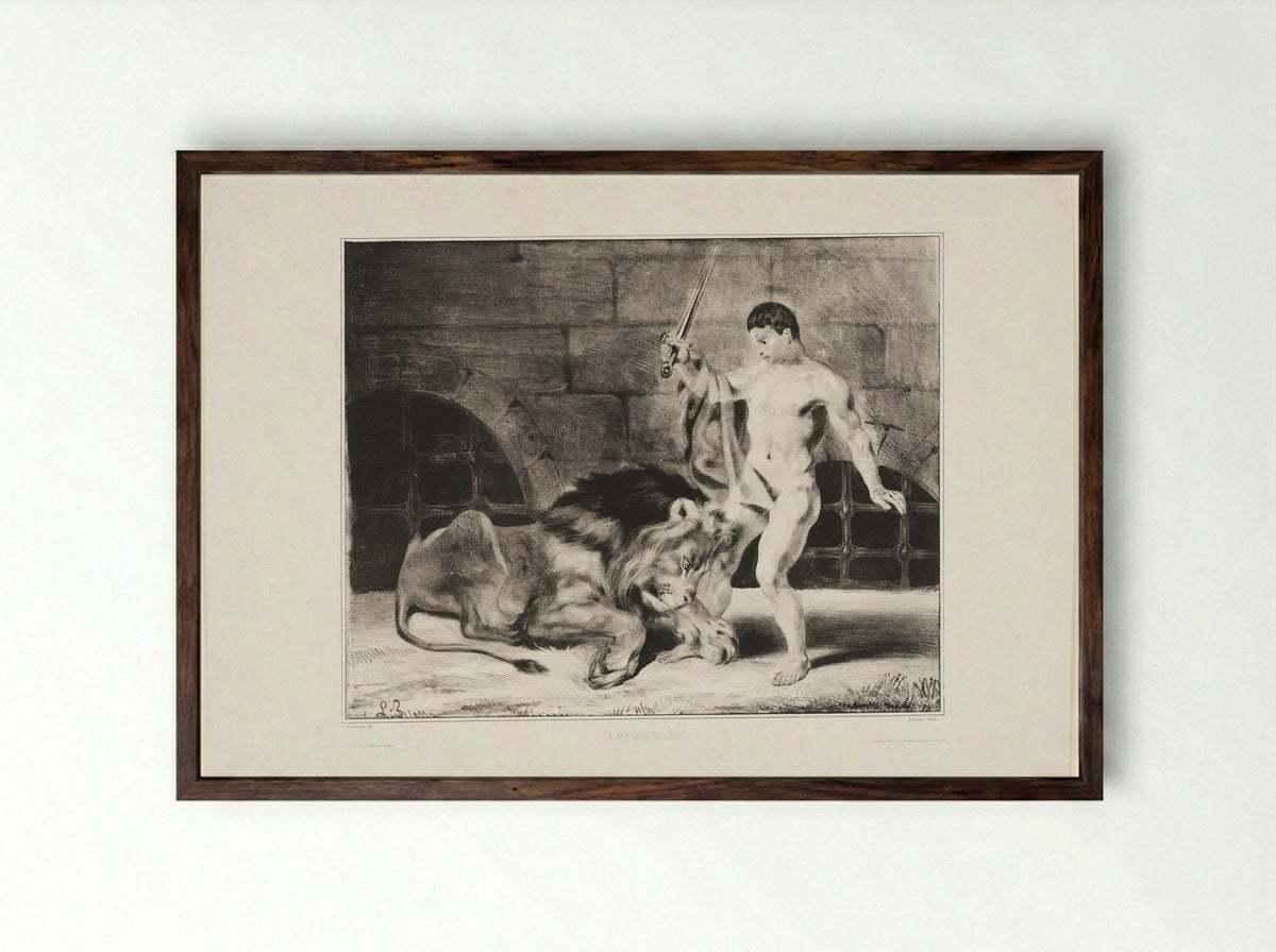 Androcles and the Lion - Louis Boulanger - Framed Print Dark Wood
