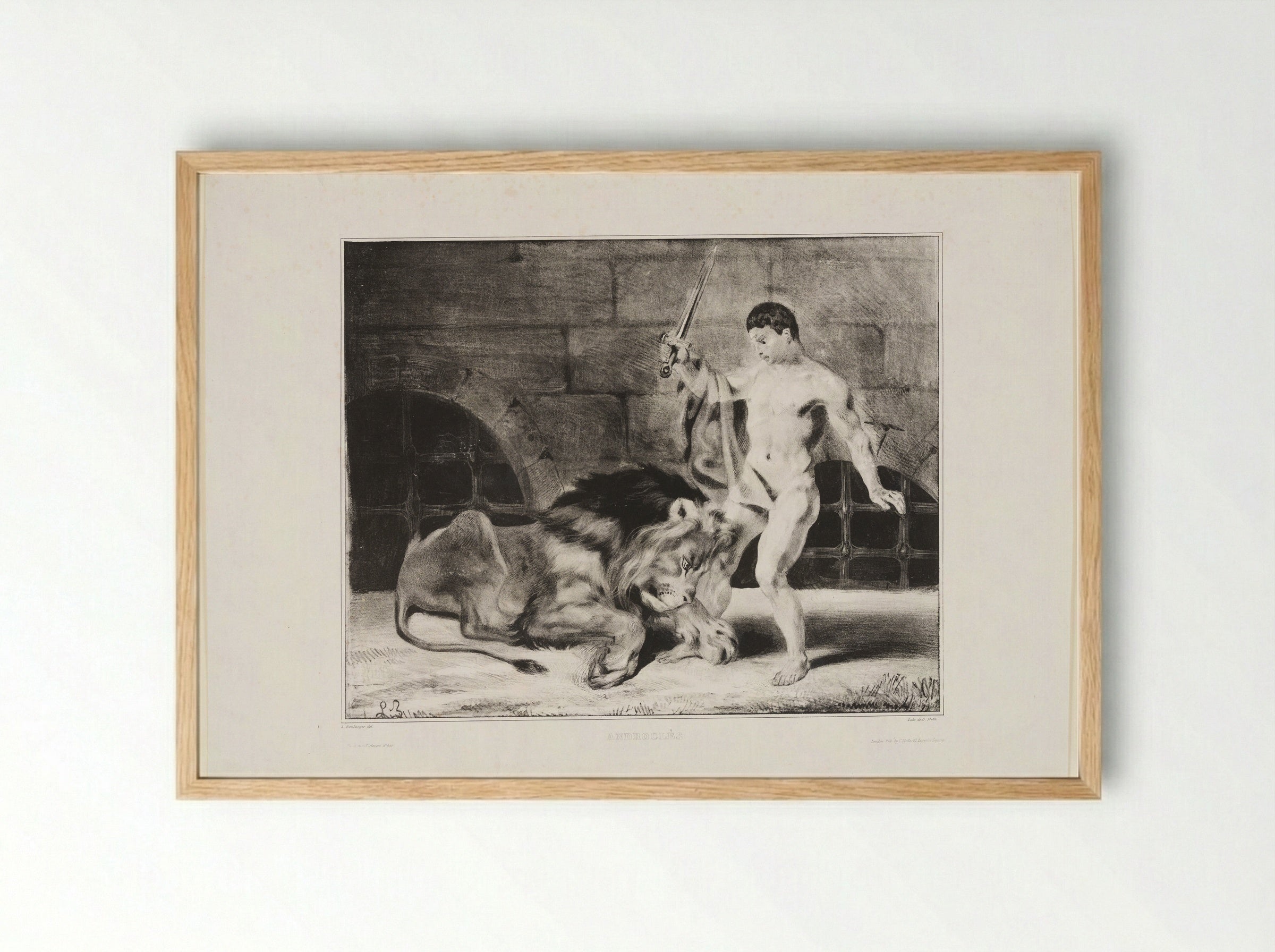 Androcles and the Lion - Louis Boulanger - Framed Print Wood