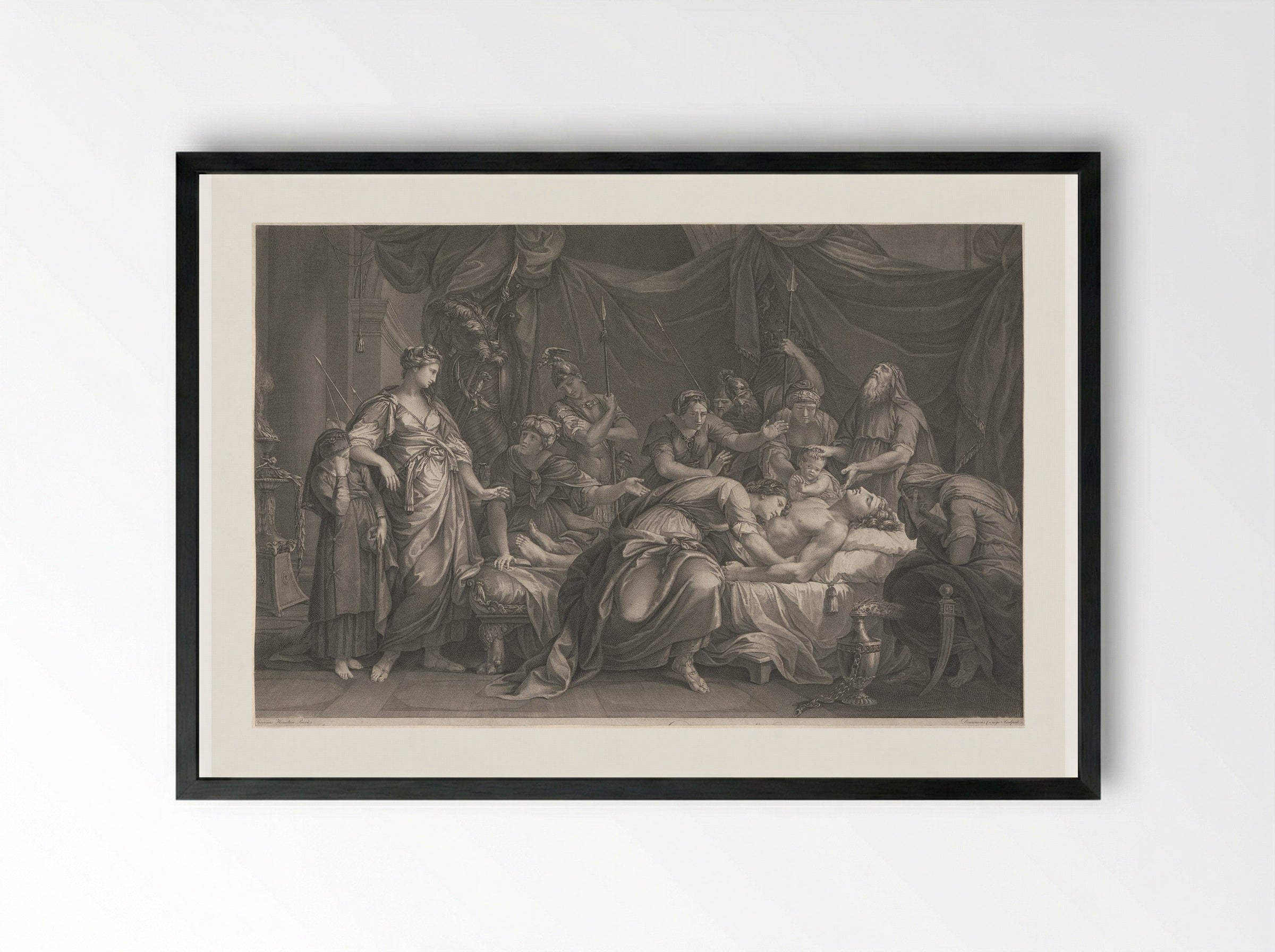 Andromache Bewailing the Death of Hector - Domenico Cunego - Framed Print Black