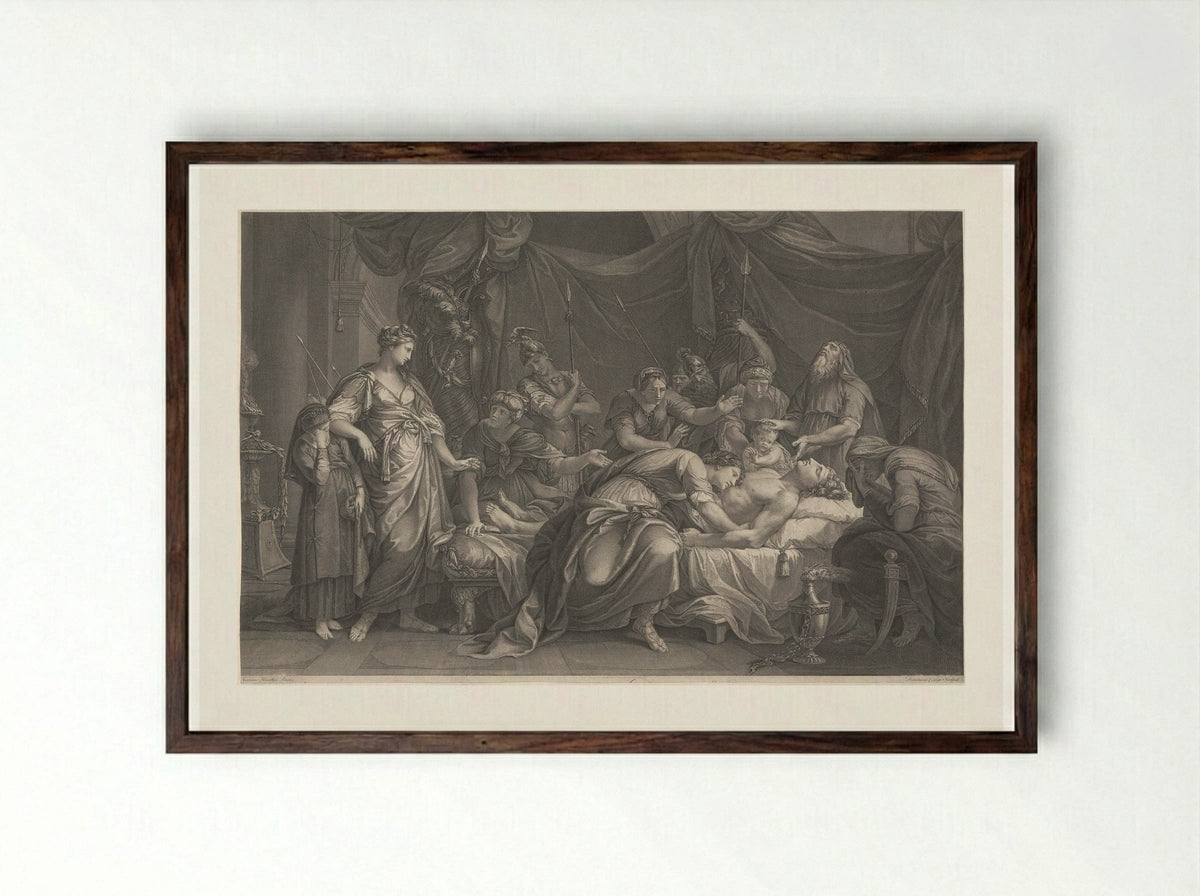 Andromache Bewailing the Death of Hector - Domenico Cunego - Framed Print Dark Wood