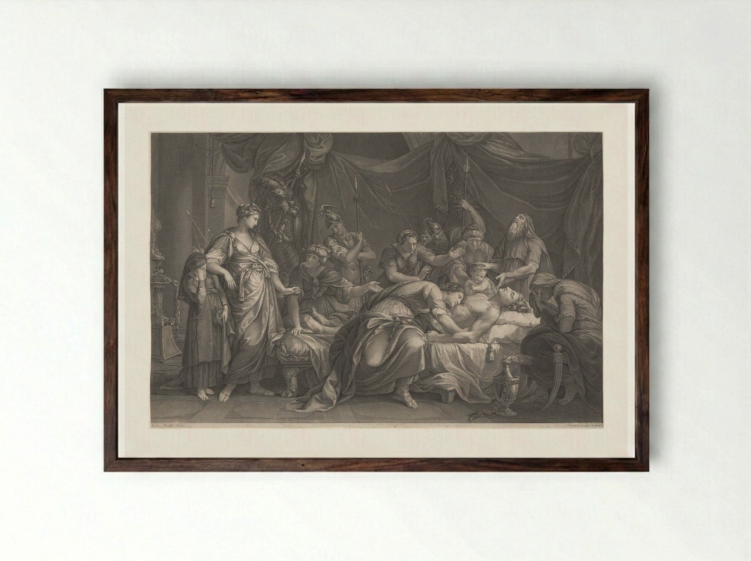Andromache Bewailing the Death of Hector - Domenico Cunego - Framed Print Dark Wood