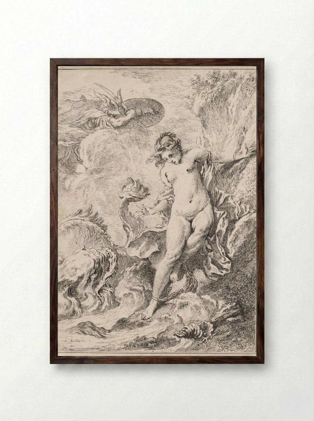 Andromeda - François Boucher - Framed Print Dark Wood