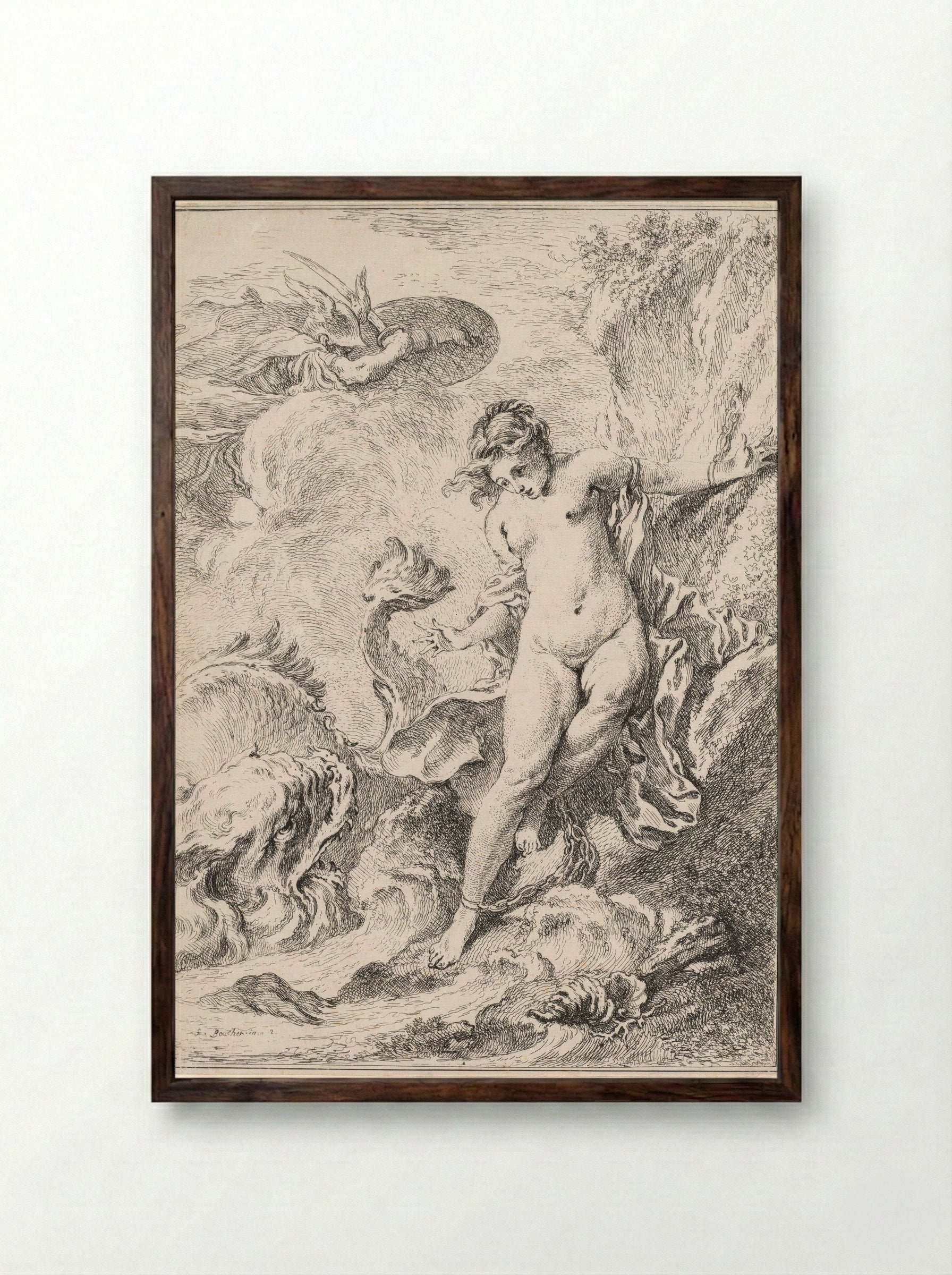 Andromeda - François Boucher - Framed Print Dark Wood