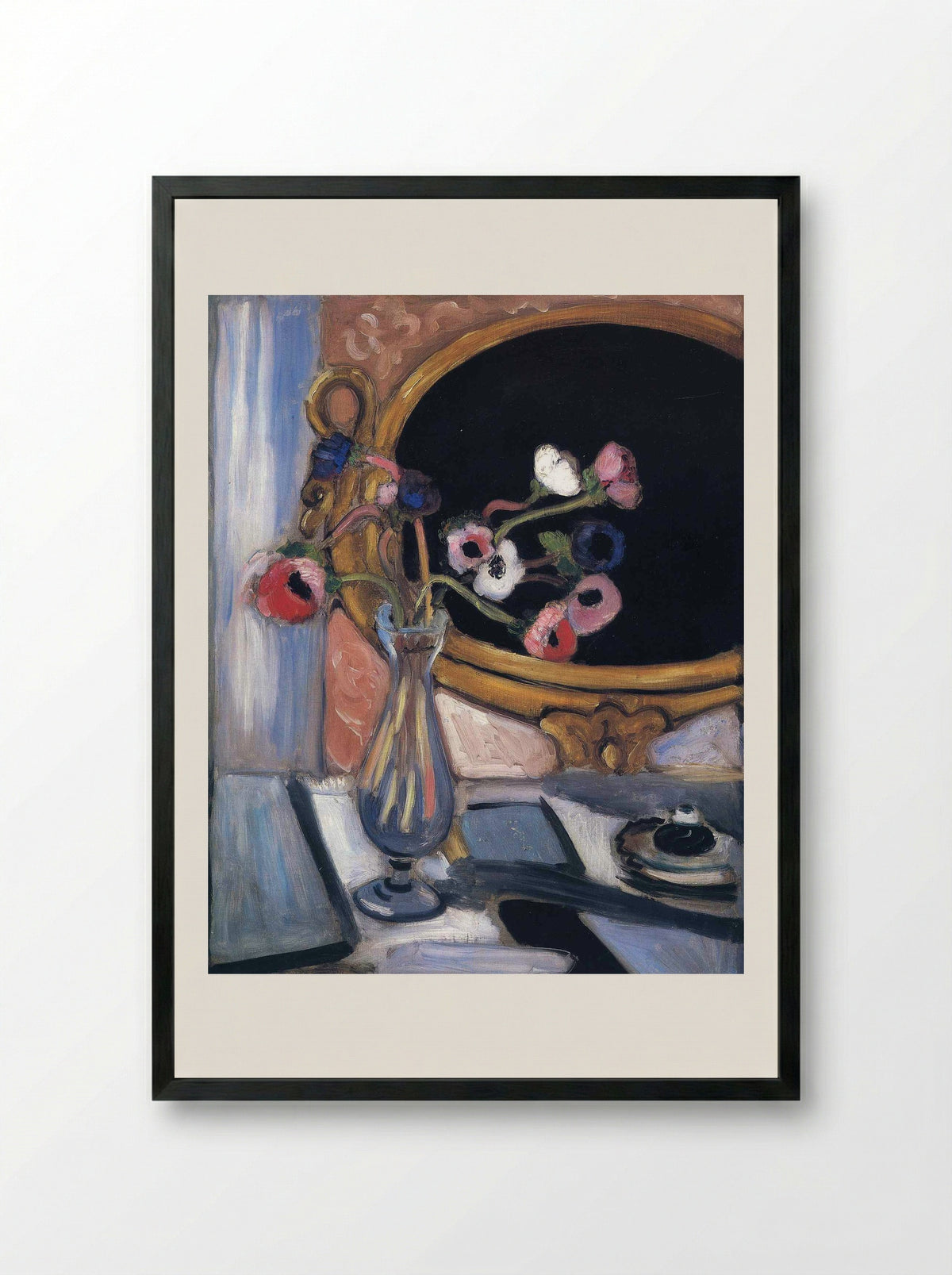 Anemones and Mirror - Henri Matisse - Framed Print Black
