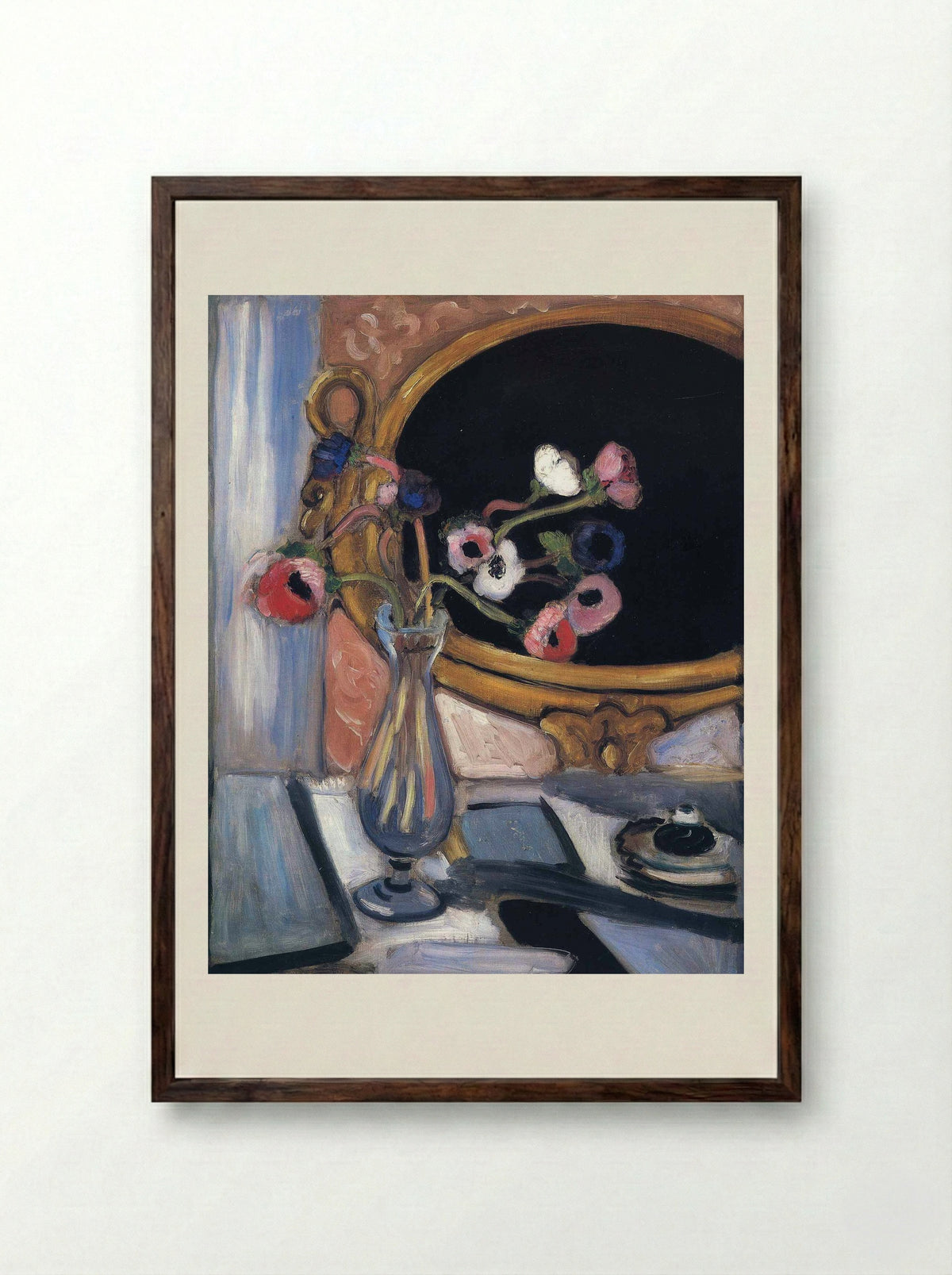 Anemones and Mirror - Henri Matisse - Framed Print Dark Wood