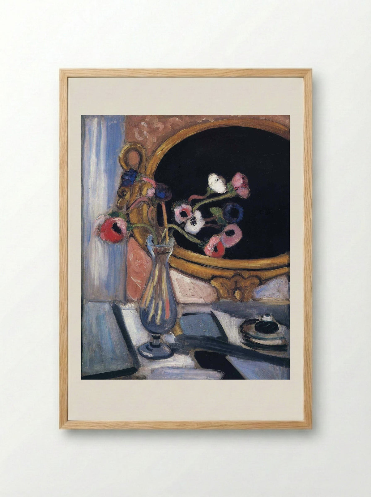 Anemones and Mirror - Henri Matisse - Framed Print Wood
